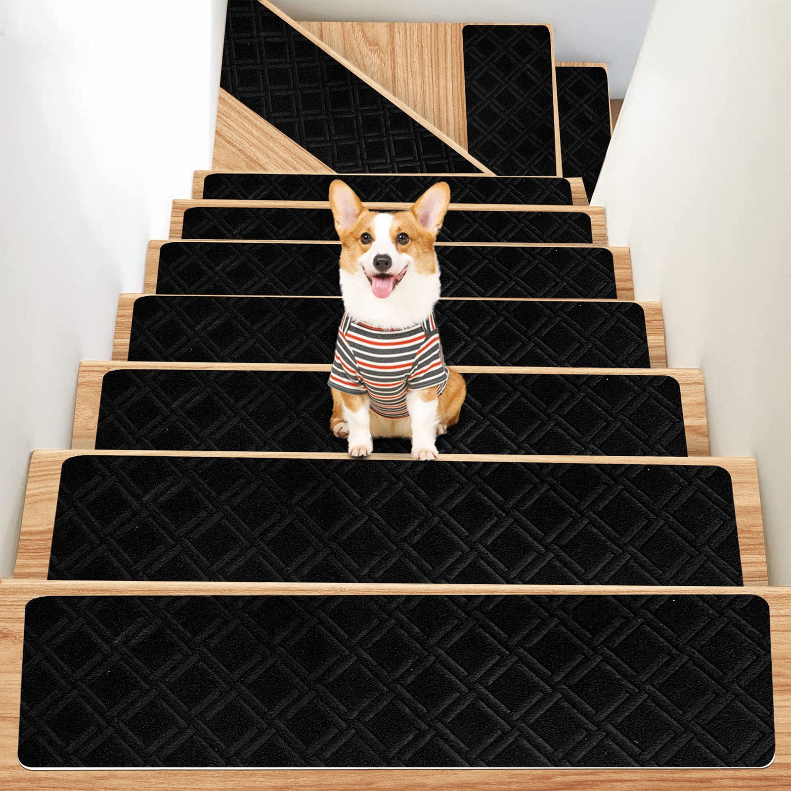Chmadoxn 4-Piece Non-Slip Stair Treads, Self-Adhesive Striped Carpet Mats, Absorbent & Quiet Step Pads, Can Be Cut to Fit, Washable for Indoor Staircase Safety\u200b\u200b Gray - Image 5