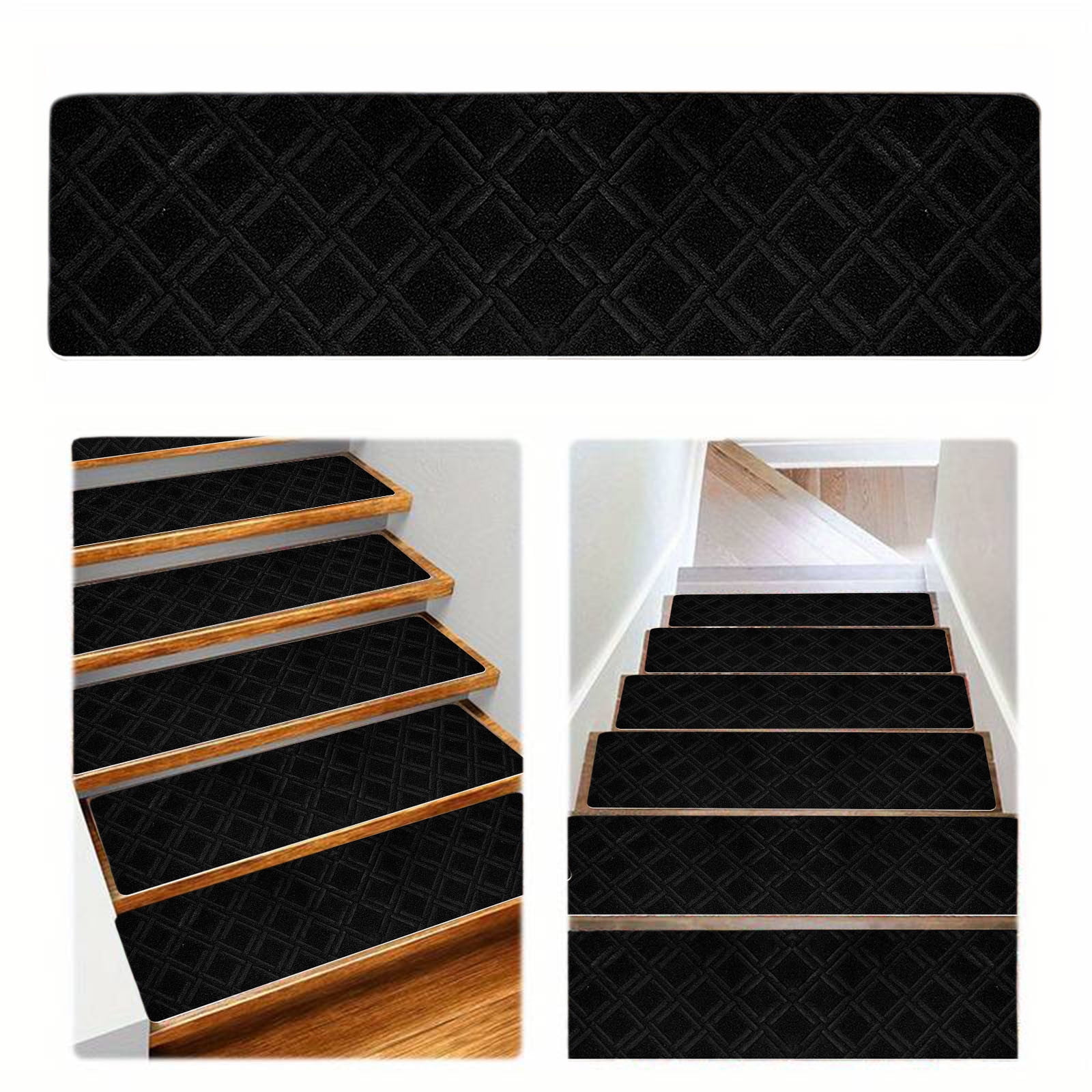 Chmadoxn 4-Piece Non-Slip Stair Treads, Self-Adhesive Striped Carpet Mats, Absorbent & Quiet Step Pads, Can Be Cut to Fit, Washable for Indoor Staircase Safety\u200b\u200b Gray - Image 7
