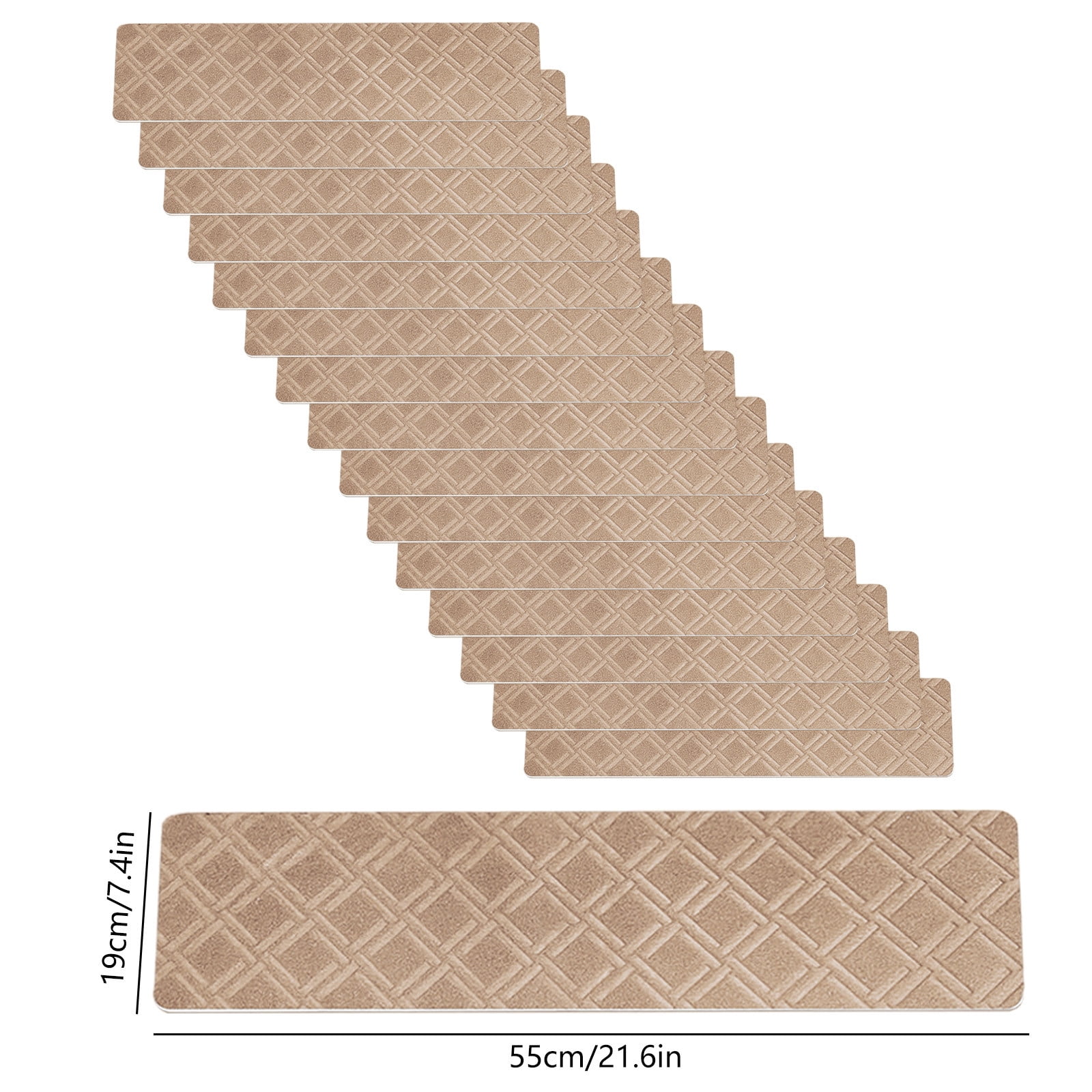 Chmadoxn 4-Piece Non-Slip Stair Treads, Self-Adhesive Striped Carpet Mats, Absorbent & Quiet Step Pads, Can Be Cut to Fit, Washable for Indoor Staircase Safety\u200b\u200b Khaki - Image 3