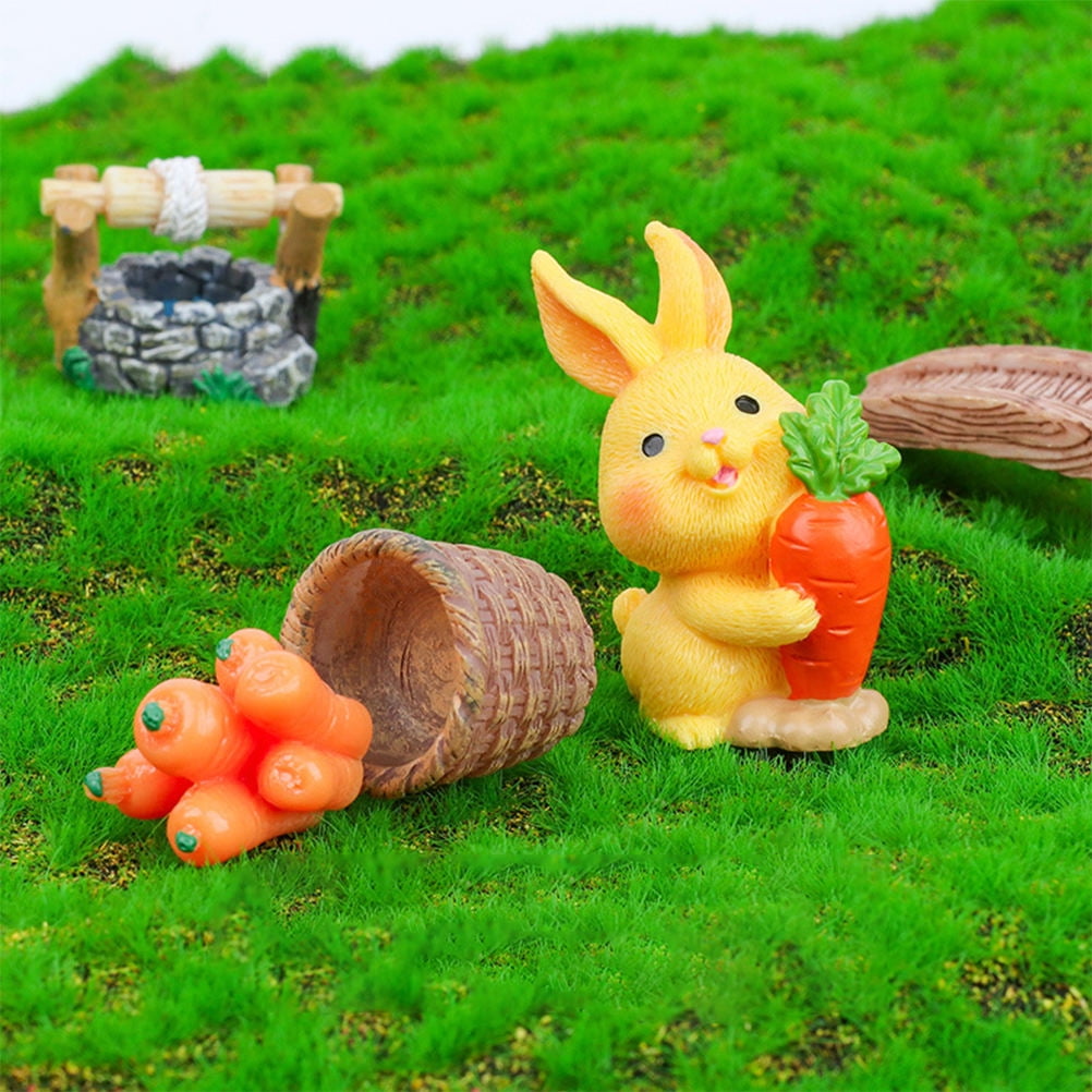 HOOWIFFY 8Pcs Resin Craft Rabbit Miniatures Yellow Bunny Figurines for Home Garden Easter Decoration - Image 7