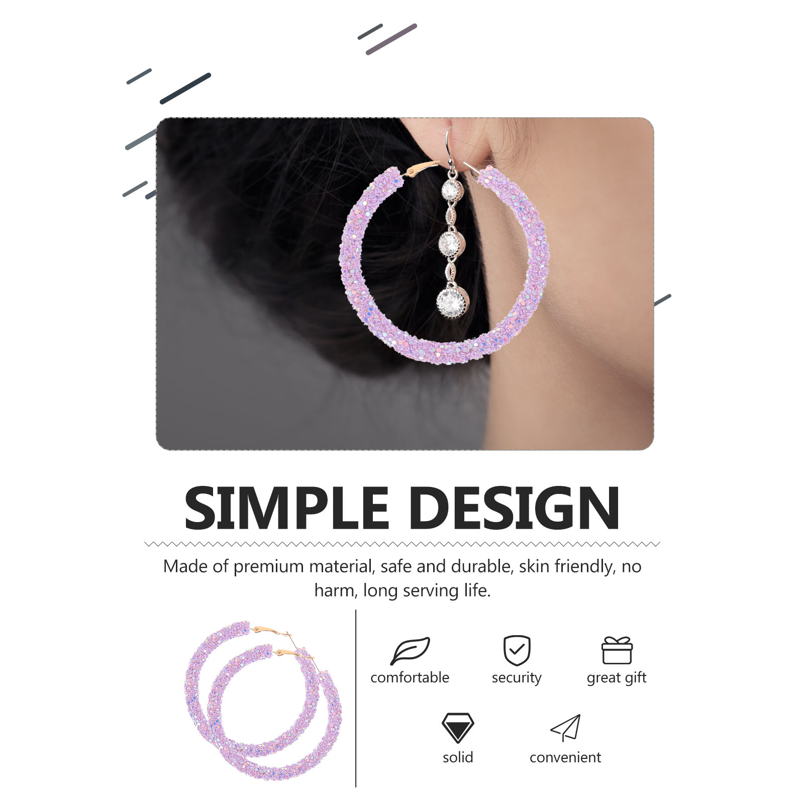 HOOWIFFY oversized earrings for women Violet 1 Pair - Image 6