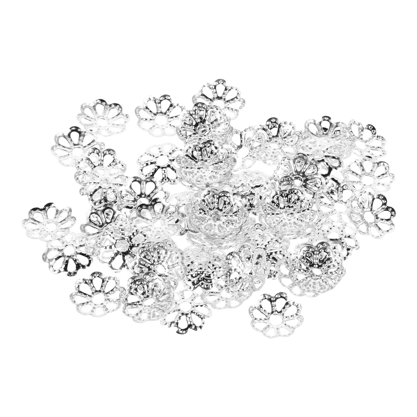 HOOWIFFY 600Pcs Metal Bead Caps Silver for Diy Jewelry Projects - Image 1