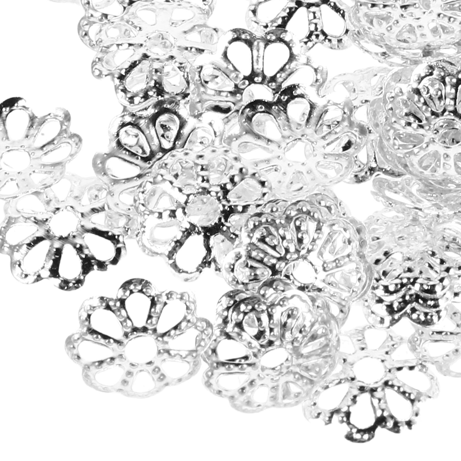 HOOWIFFY 600Pcs Metal Bead Caps Silver for Diy Jewelry Projects - Image 3