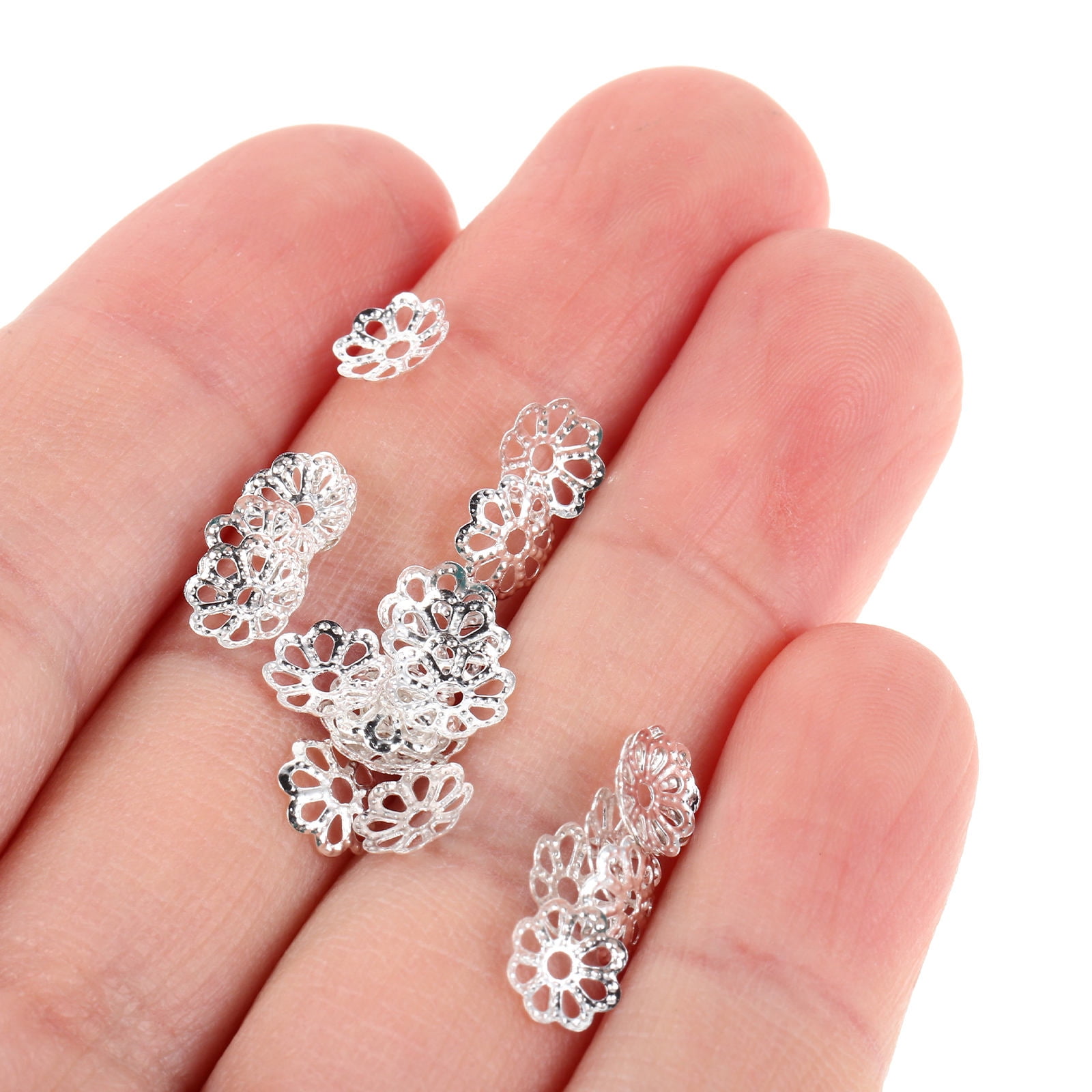 HOOWIFFY 600Pcs Metal Bead Caps Silver for Diy Jewelry Projects - Image 5