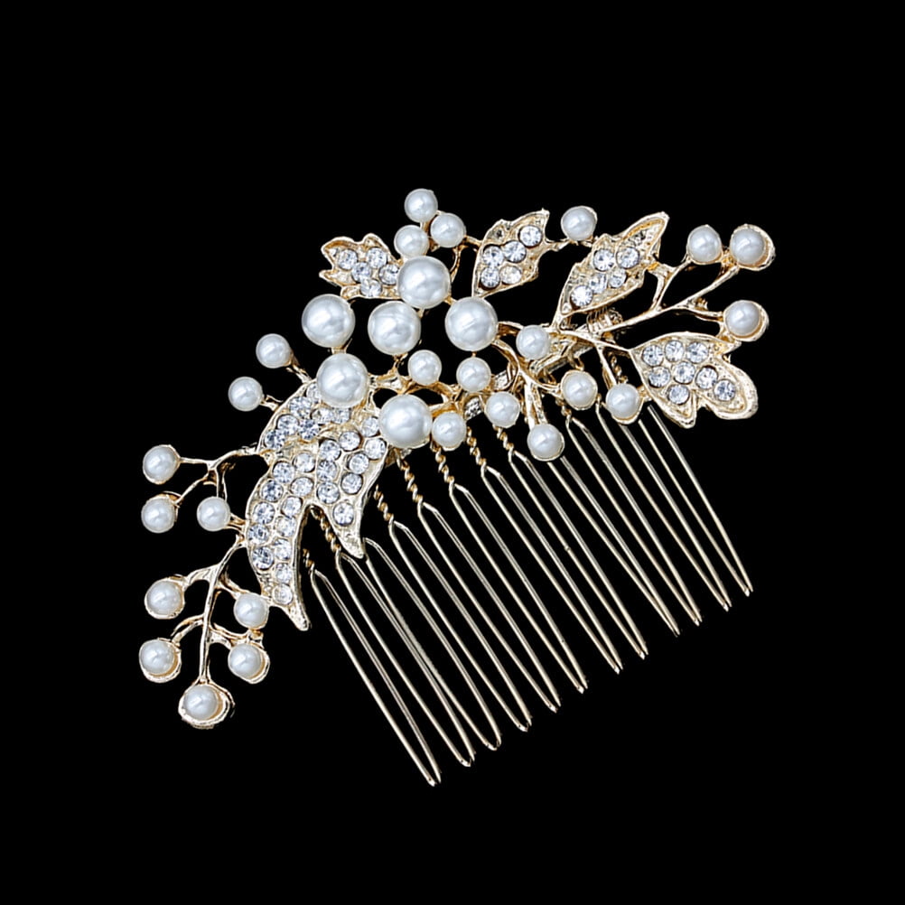 HOOWIFFY Decorative Hair Combs for Styling with Leaf Design and Rhinestones for Wedding 1Pack - Image 1