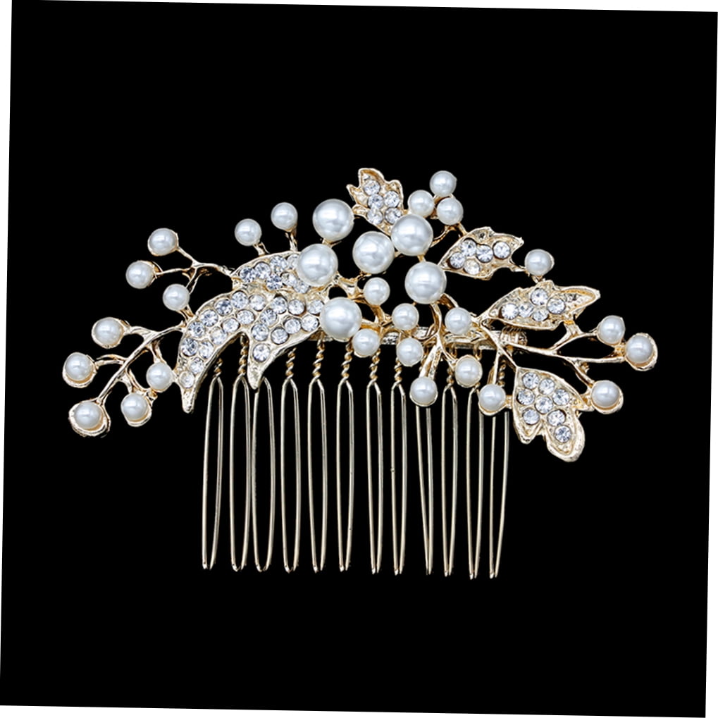 HOOWIFFY Decorative Hair Combs for Styling with Leaf Design and Rhinestones for Wedding 1Pack - Image 3