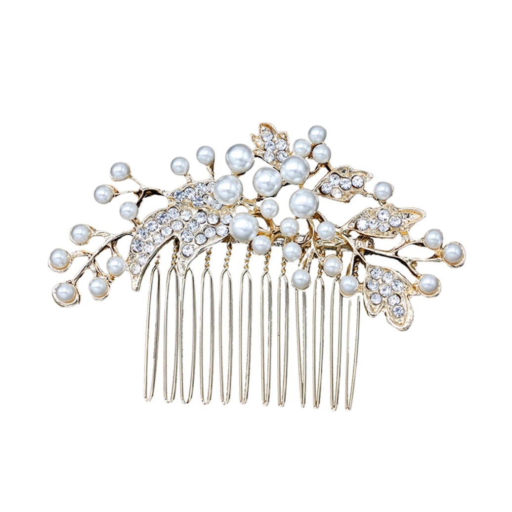 HOOWIFFY Decorative Hair Combs for Styling with Leaf Design and Rhinestones for Wedding 1Pack - Image 4