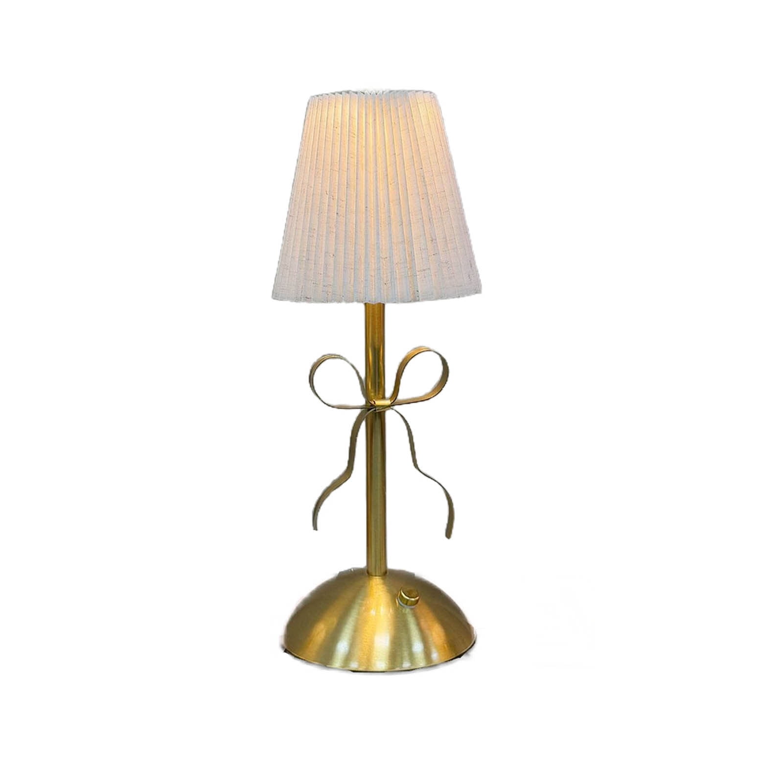 Hometravel USB Bow Table Lamp, Rechargeable Decorative Ambient Light, Metal Base Desk Lamp for Bedroom, Dining Room, Home Decor Beige - Image 2