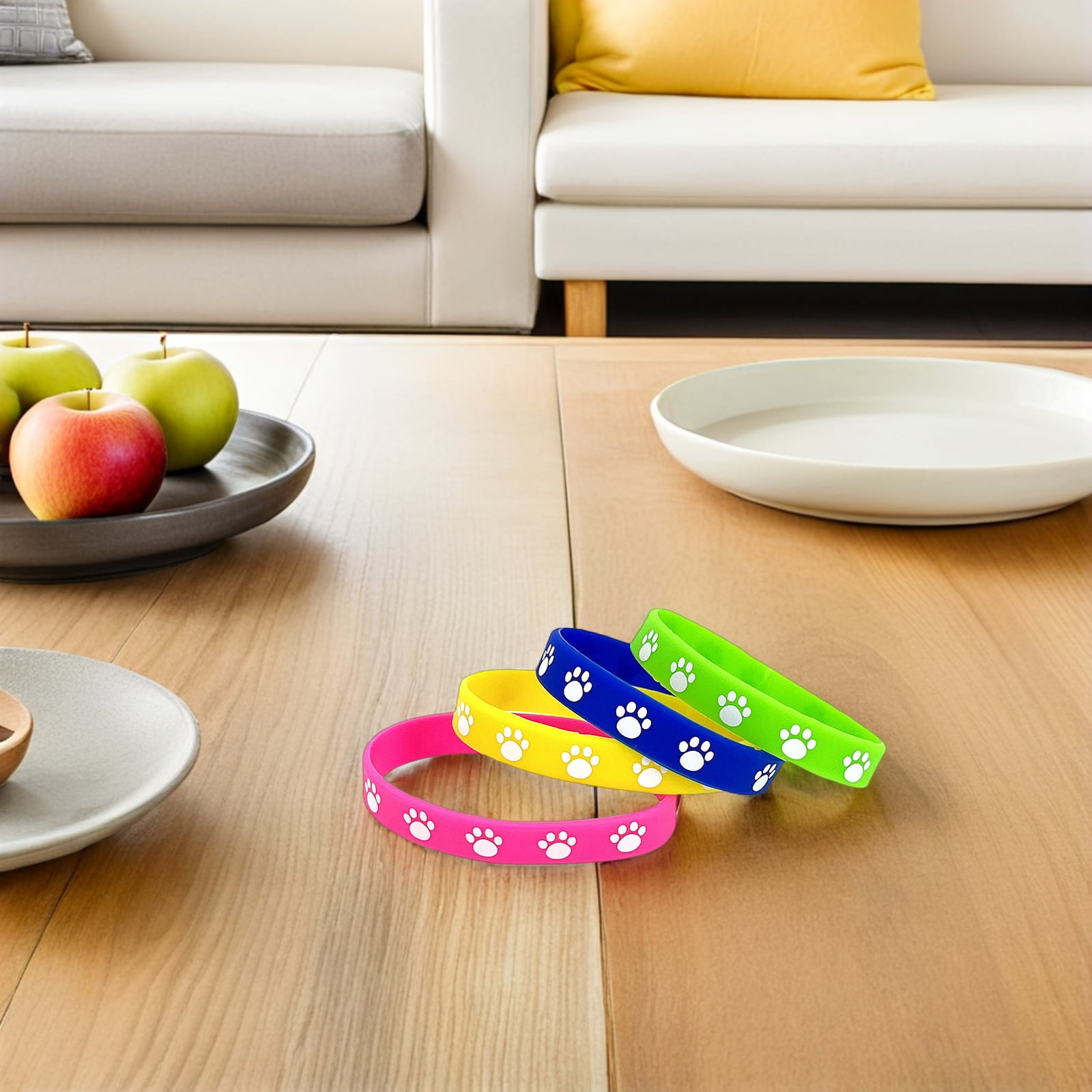 HOOWIFFY 32Pcs Cute Dog Paw Print Silicone Bracelets Soft Comfortable Wristbands - Image 1