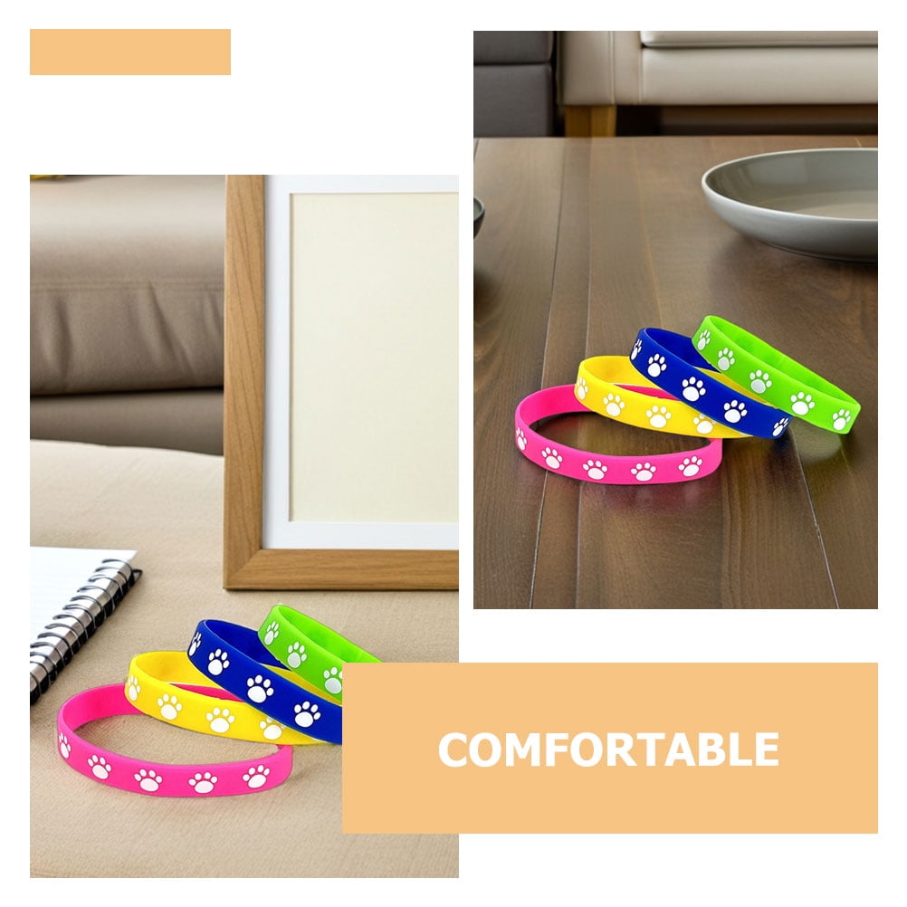 HOOWIFFY 32Pcs Cute Dog Paw Print Silicone Bracelets Soft Comfortable Wristbands - Image 3