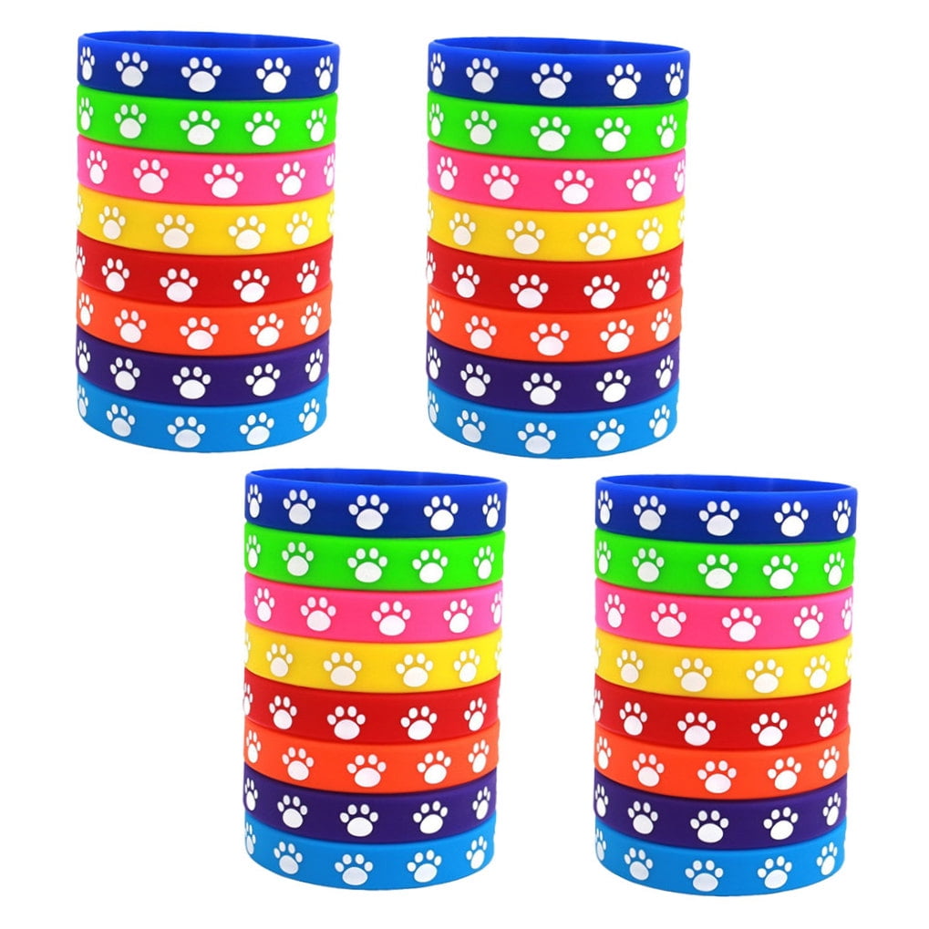 HOOWIFFY 32Pcs Cute Dog Paw Print Silicone Bracelets Soft Comfortable Wristbands - Image 5