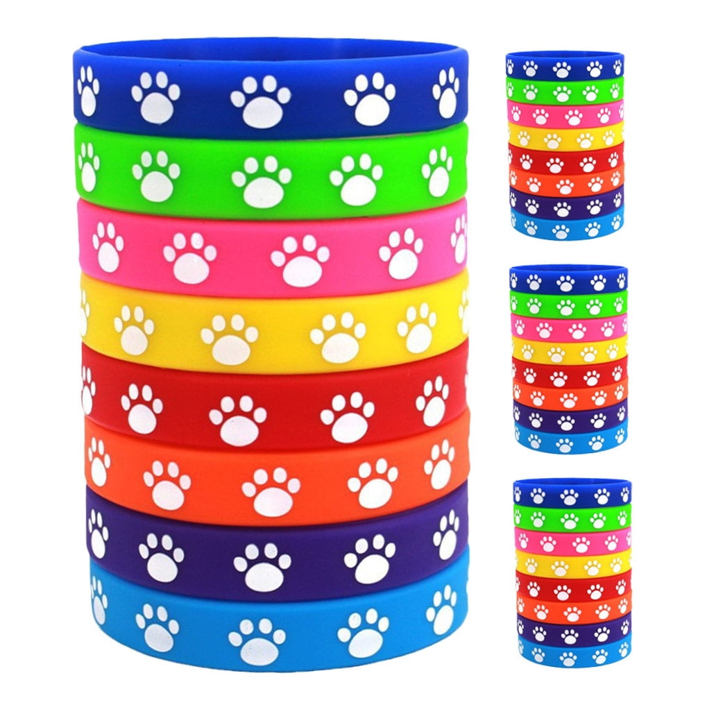HOOWIFFY 32Pcs Cute Dog Paw Print Silicone Bracelets Soft Comfortable Wristbands - Image 6