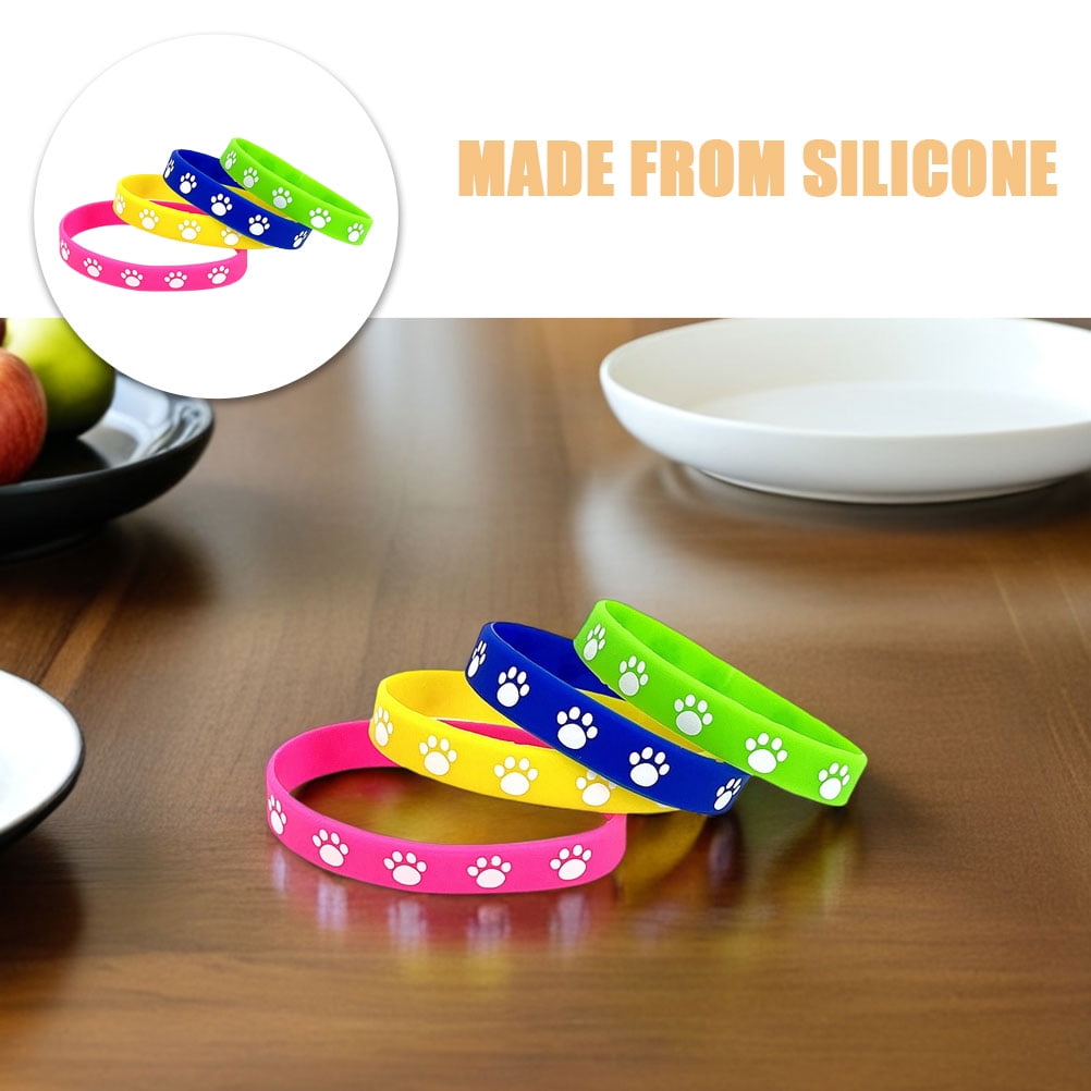 HOOWIFFY 32Pcs Cute Dog Paw Print Silicone Bracelets Soft Comfortable Wristbands - Image 8
