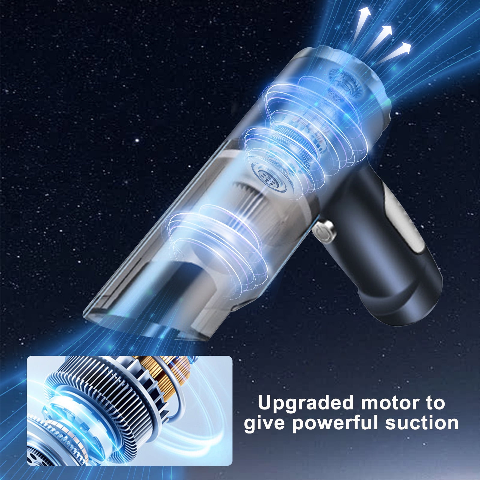 Chmadoxn Cordless Vacuum Cleaner, Portable Handheld Car Vacuum Cleaner - 50W 9000Pa Strong Suction, 7.4V USB Rechargeable, Mini Folding Design with 6 Accessories, Black ABS Dust Buster for Car/Home - Image 5