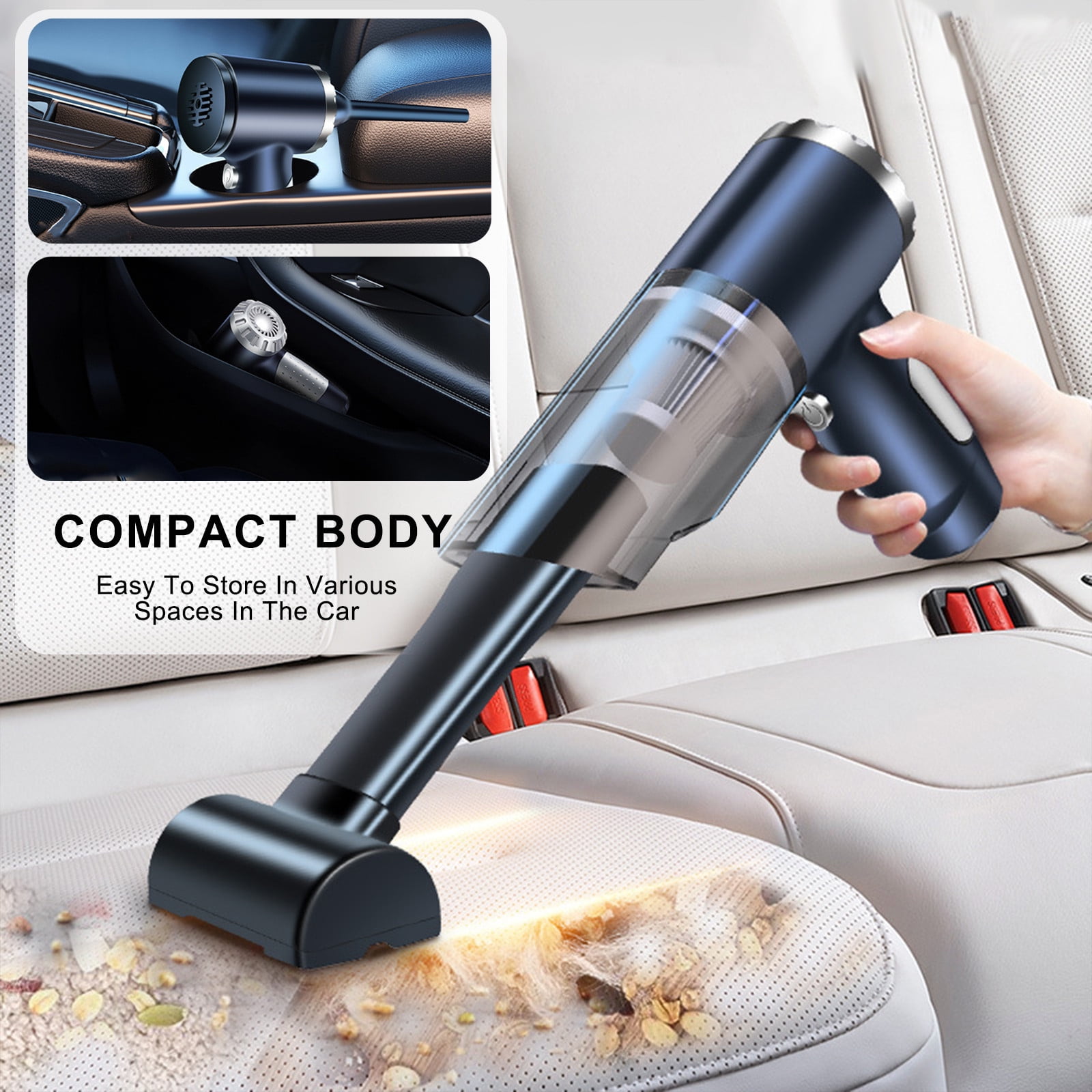 Chmadoxn Cordless Vacuum Cleaner, Portable Handheld Car Vacuum Cleaner - 50W 9000Pa Strong Suction, 7.4V USB Rechargeable, Mini Folding Design with 6 Accessories, Black ABS Dust Buster for Car/Home - Image 6