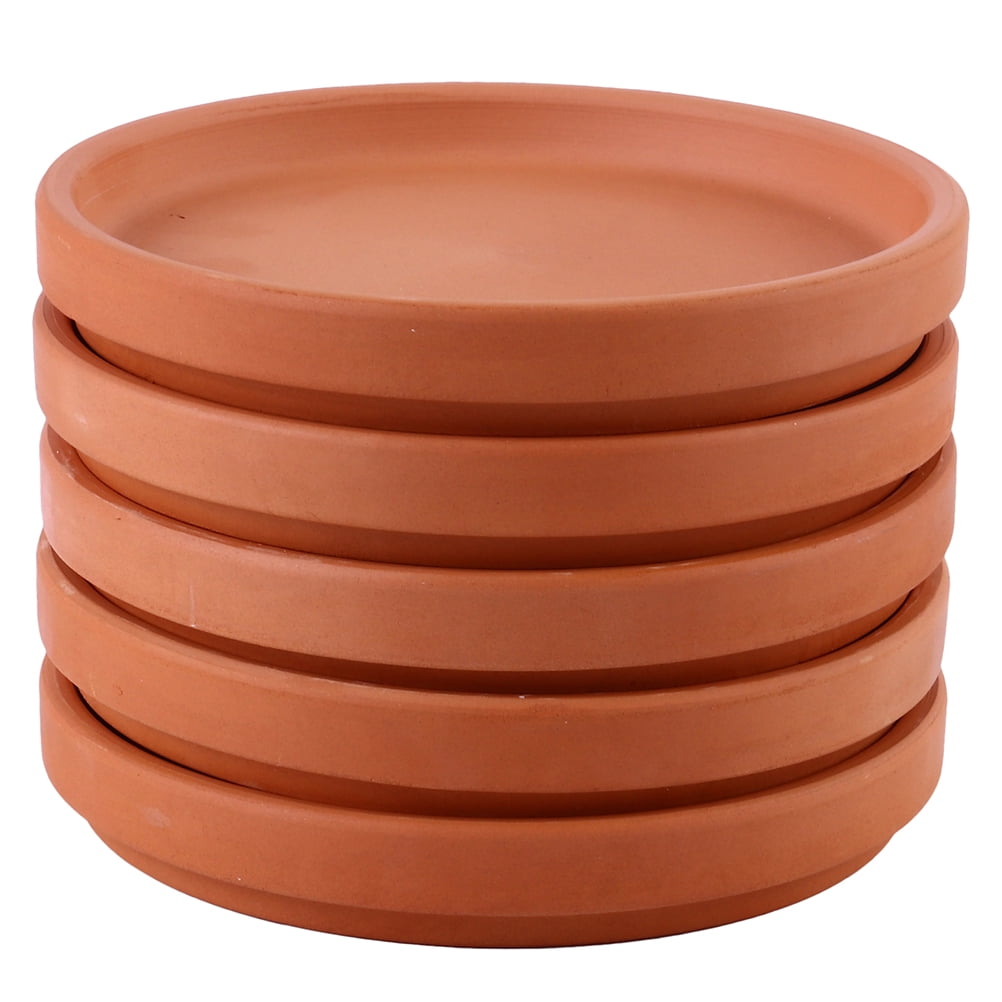 HOOWIFFY Chocolate Red Clay Flower Pot Tray for Indoor Outdoor Use 5Pcs - Image 1