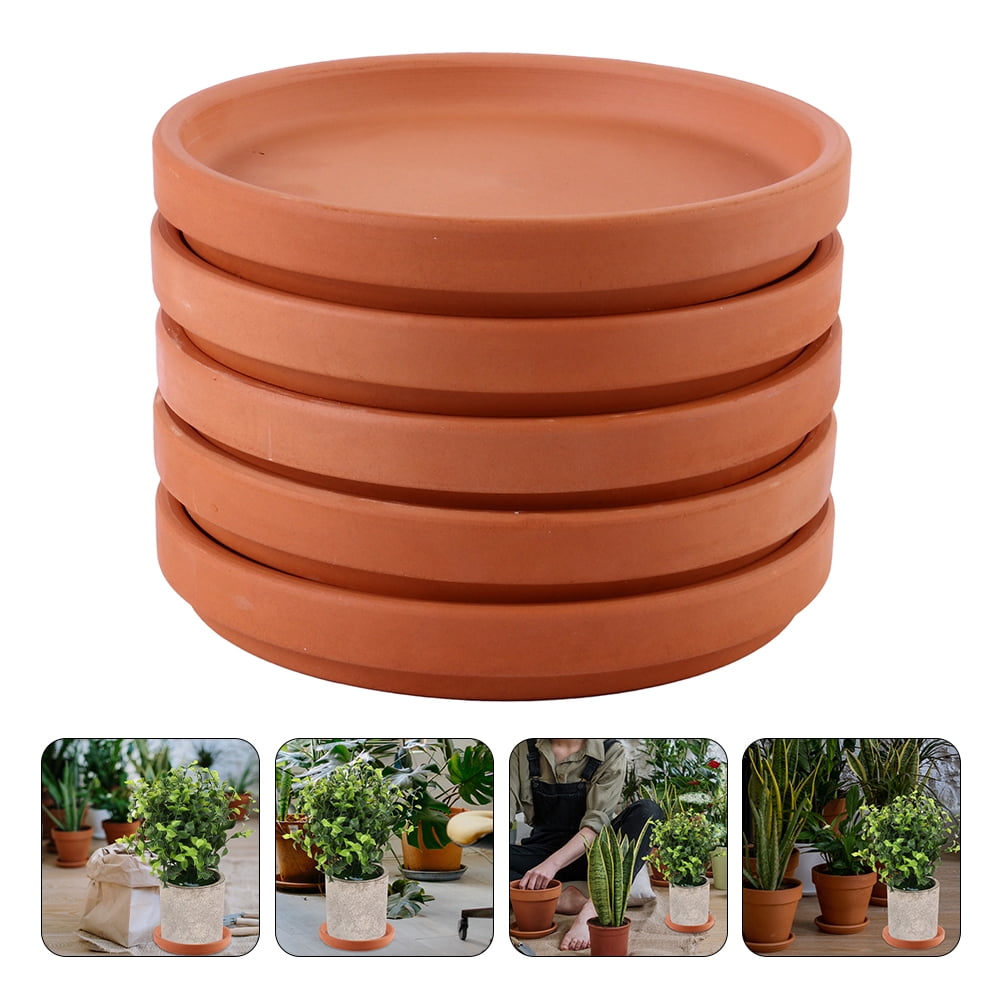 HOOWIFFY Chocolate Red Clay Flower Pot Tray for Indoor Outdoor Use 5Pcs - Image 2