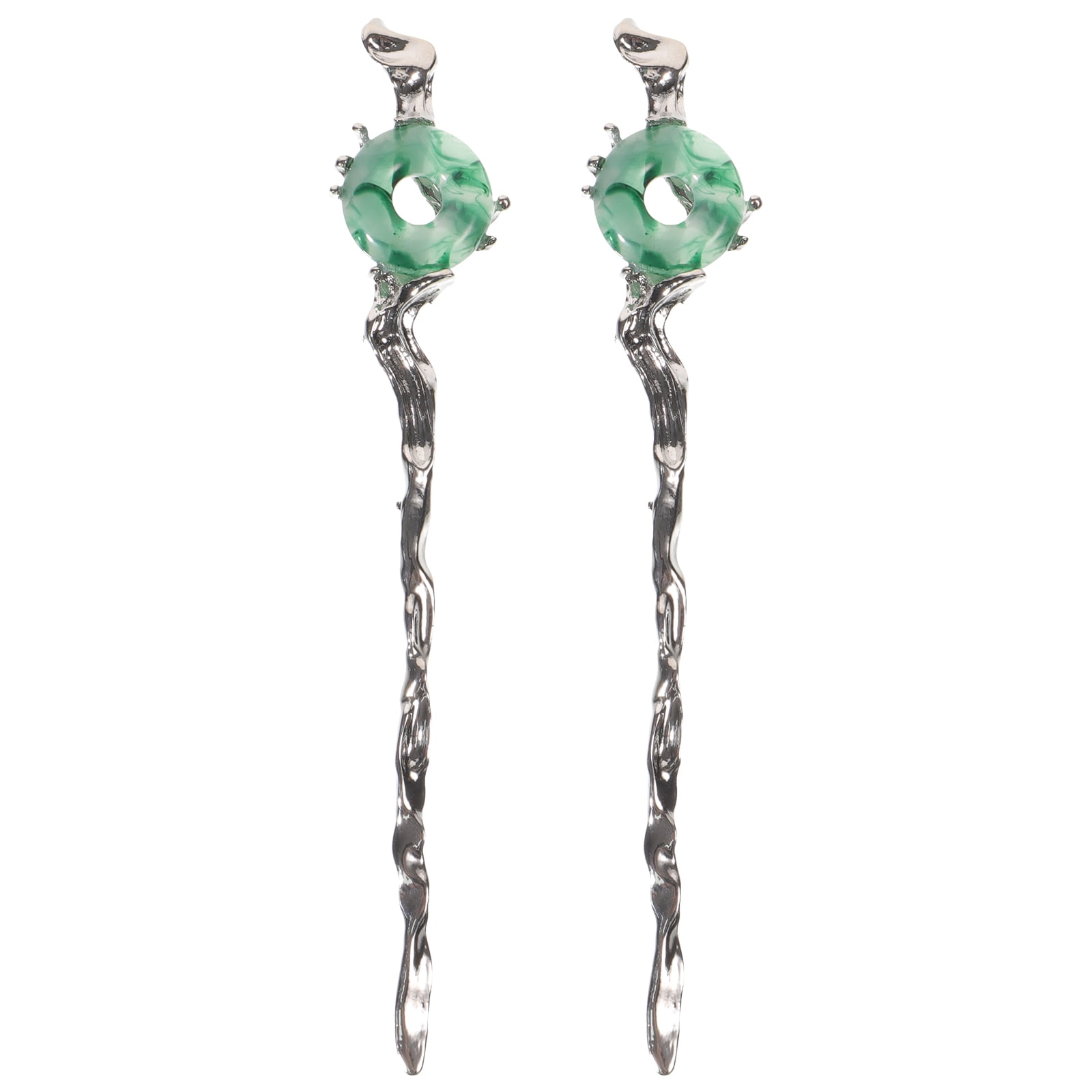 HOOWIFFY 2pcs Silver Hair Chopstick Vintage Hair Sticks Women for Night Out and Recital - Image 1