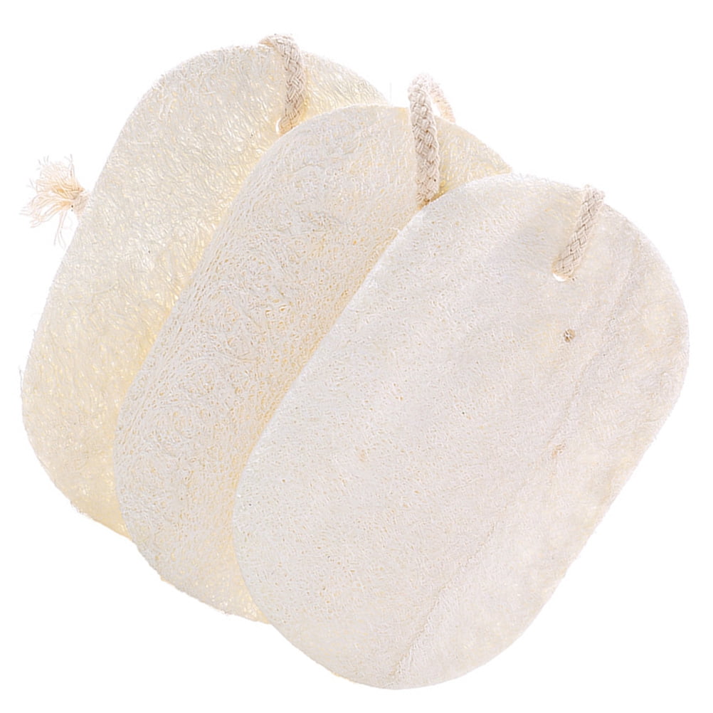 HOOWIFFY 3-Pack Natural Loofah Sponge Kitchen Scrubber Set with High Absorption Beige Multipurpose Cleaning Brushes - Image 1
