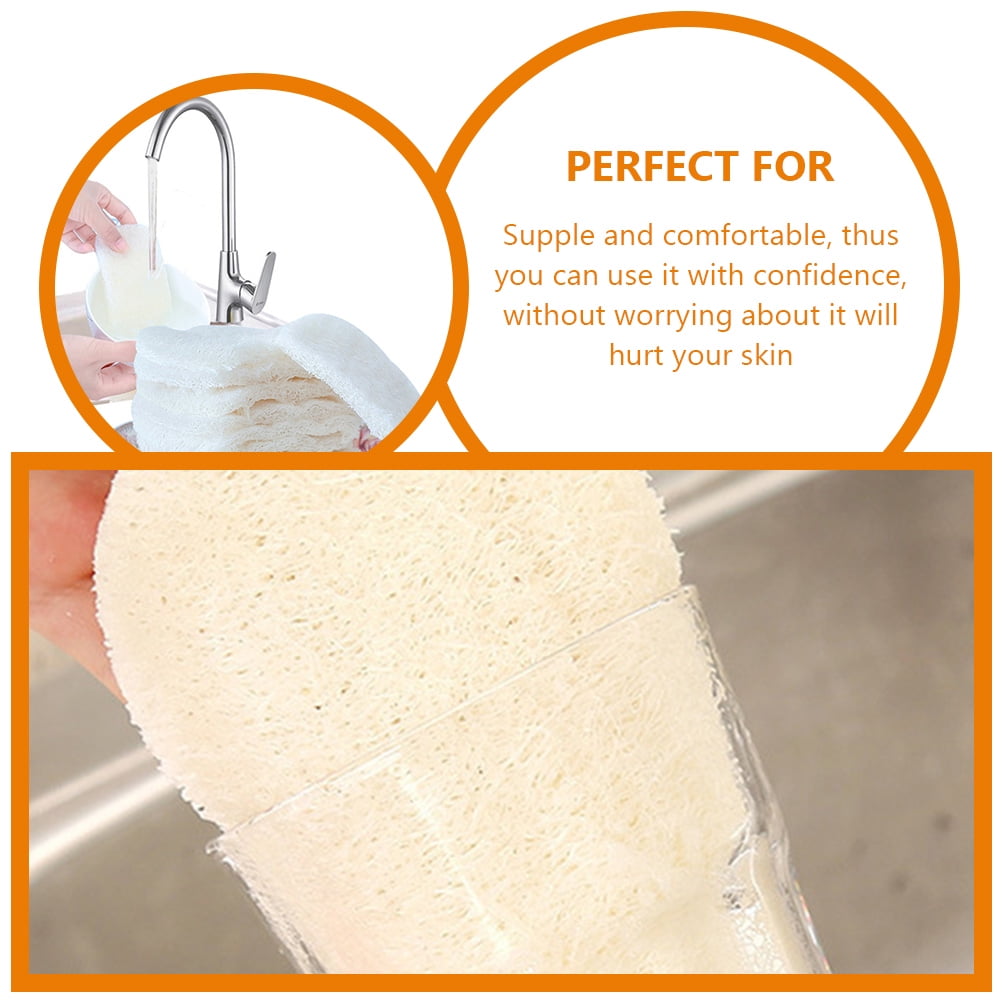 HOOWIFFY 3-Pack Natural Loofah Sponge Kitchen Scrubber Set with High Absorption Beige Multipurpose Cleaning Brushes - Image 3