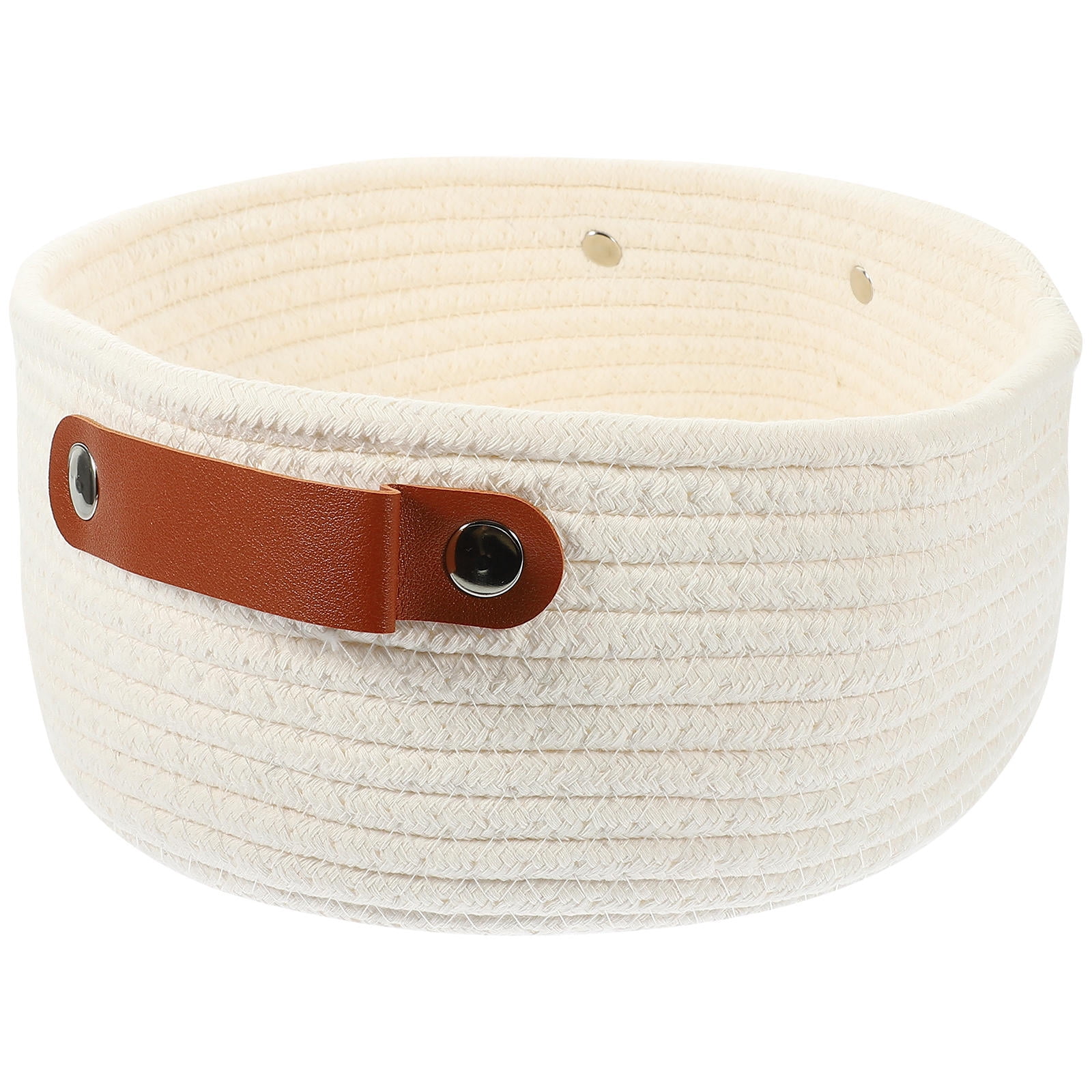 HOOWIFFY White Woven Storage Basket with Handle for Everyday Home Organization and Storage Solutions - Image 1