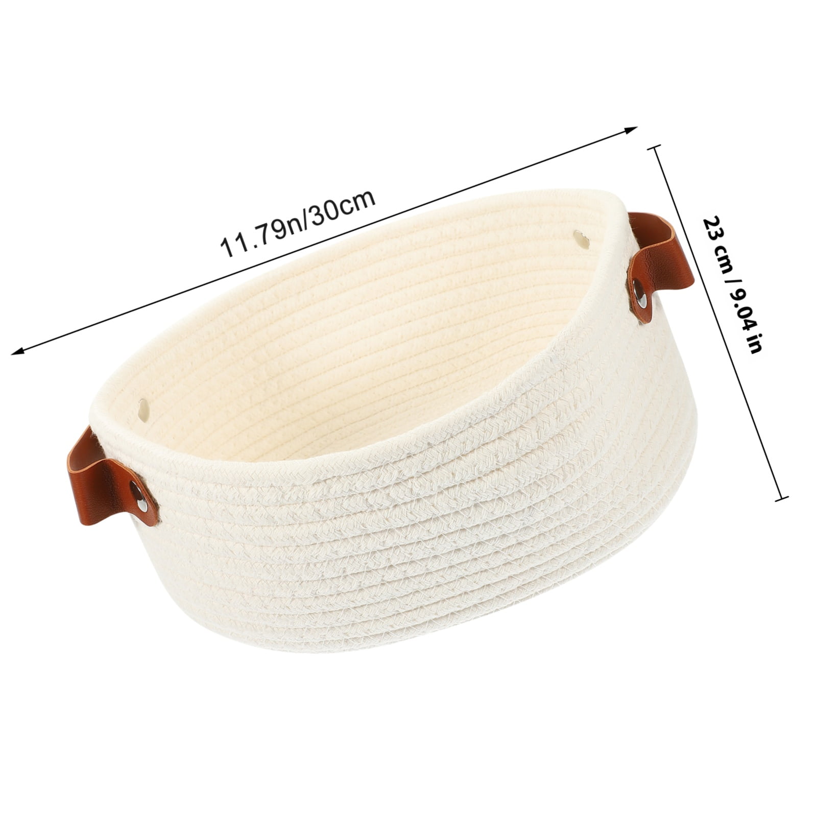 HOOWIFFY White Woven Storage Basket with Handle for Everyday Home Organization and Storage Solutions - Image 2