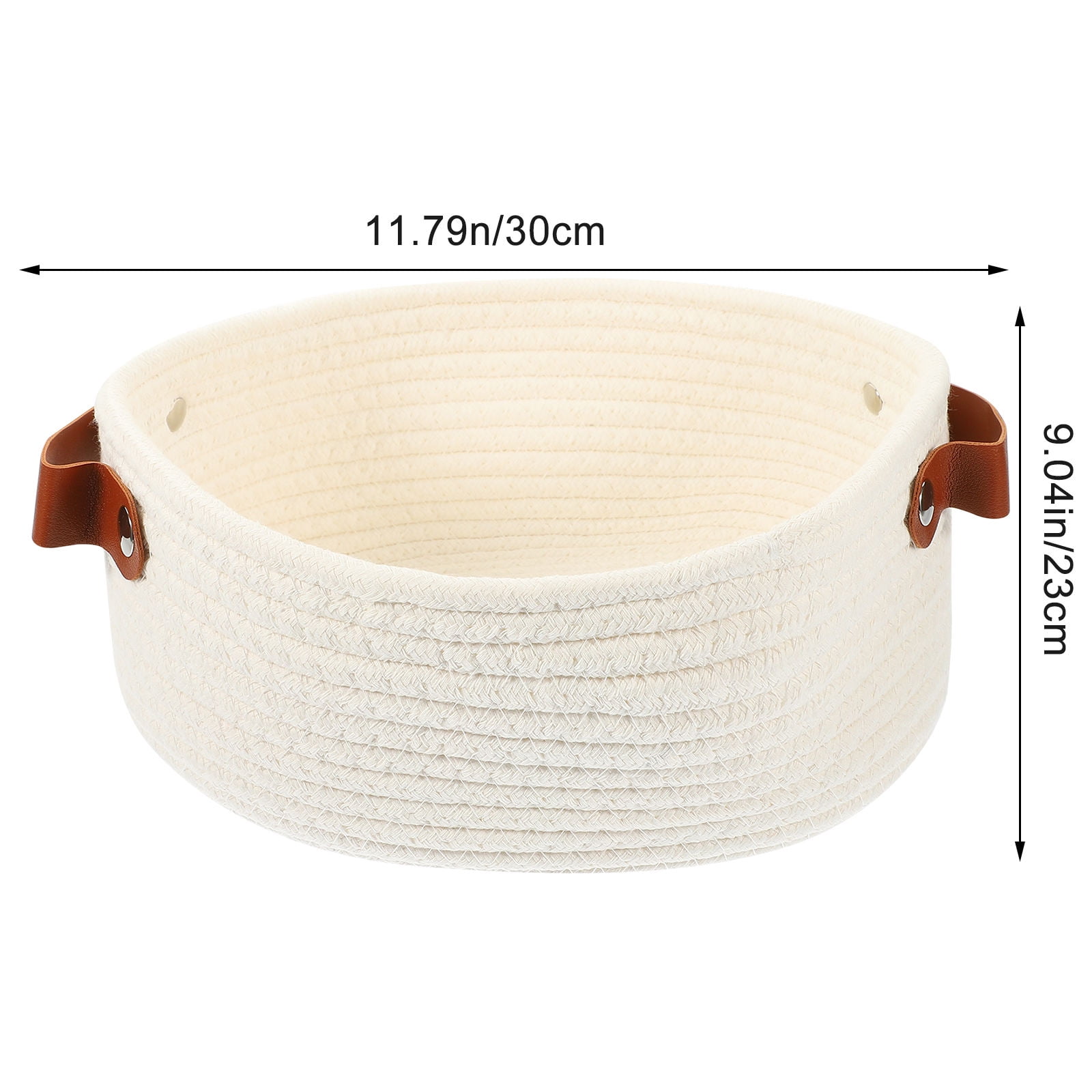 HOOWIFFY White Woven Storage Basket with Handle for Everyday Home Organization and Storage Solutions - Image 5