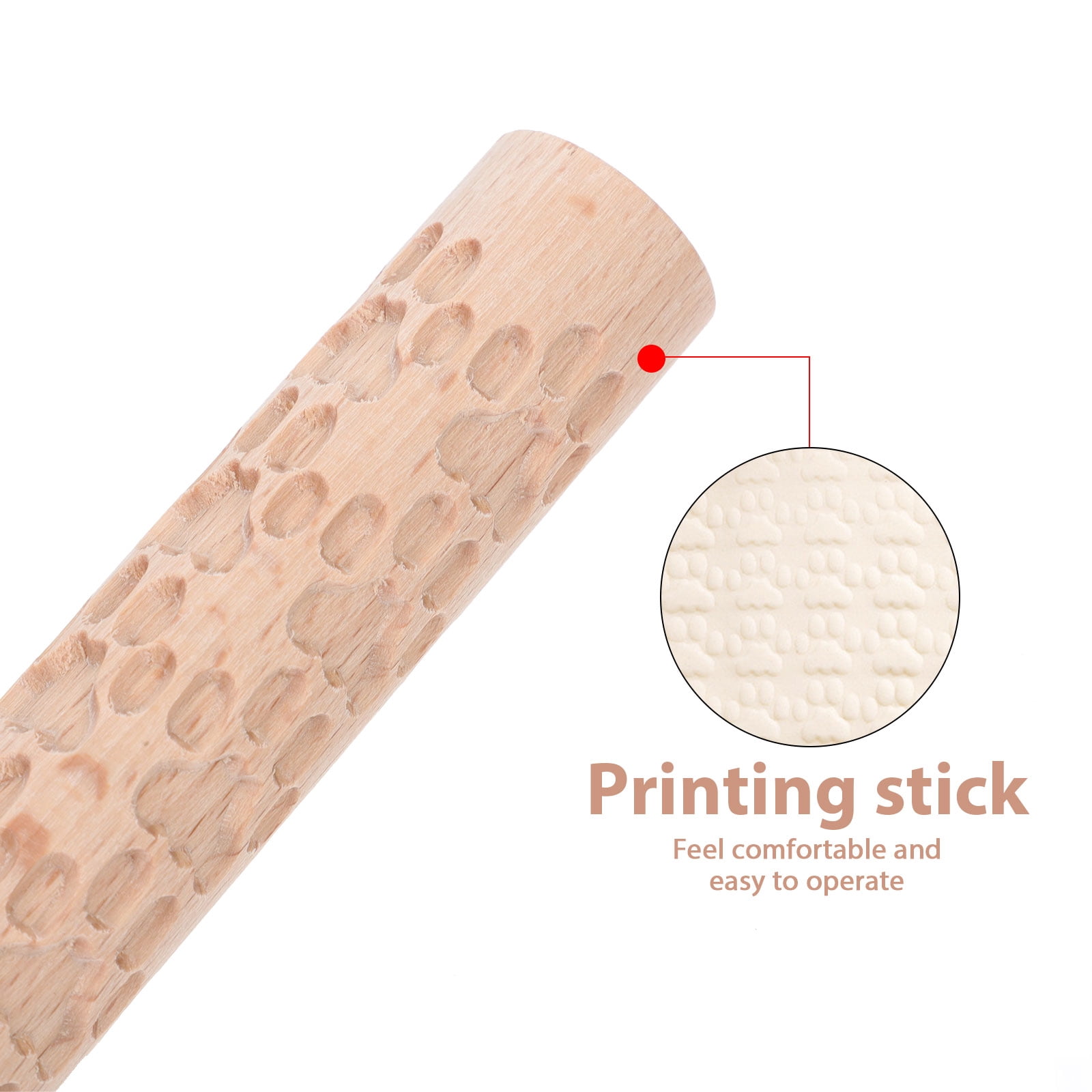 HOOWIFFY Pottery Slab Roller Embossed Rolling Pin Wooden Khaki 1Pack for Baking Cookies Artists - Image 8