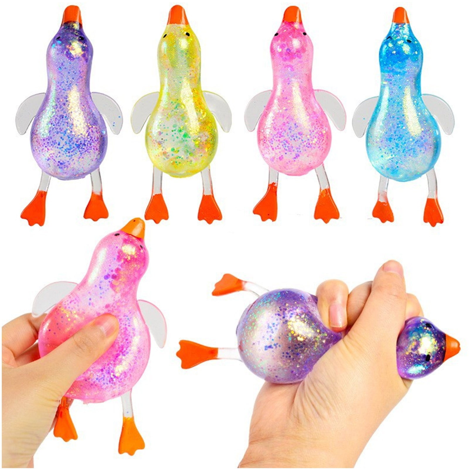 Darzheoy Squeeze Glitter Ducks Fidget Toys Pack Stress Relief Sensory Toys for Kids Adults Anxiety Relief Squeeze Toys (Random, 1pc) N - Image 1