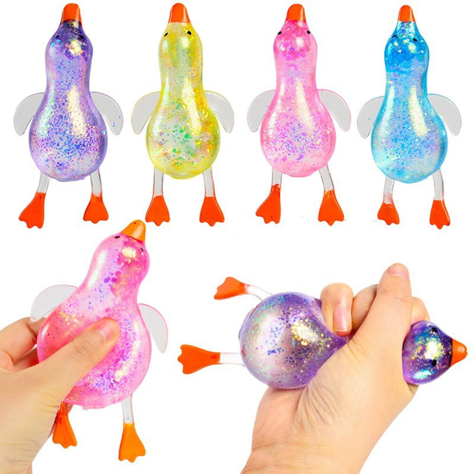 Darzheoy Squeeze Glitter Ducks Fidget Toys Pack Stress Relief Sensory Toys for Kids Adults Anxiety Relief Squeeze Toys (Random, 1pc) N - Image 2