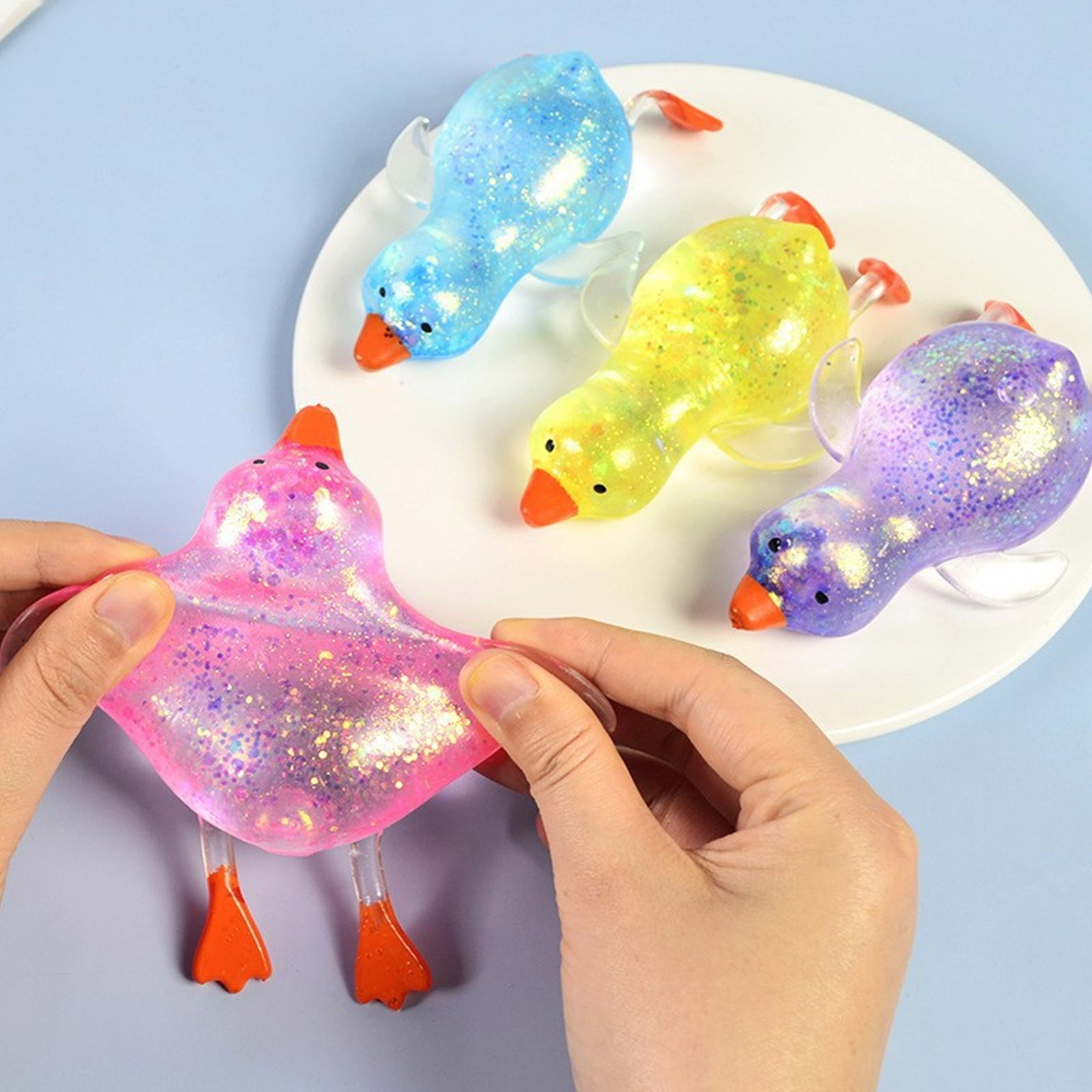 Darzheoy Squeeze Glitter Ducks Fidget Toys Pack Stress Relief Sensory Toys for Kids Adults Anxiety Relief Squeeze Toys (Random, 1pc) N - Image 3