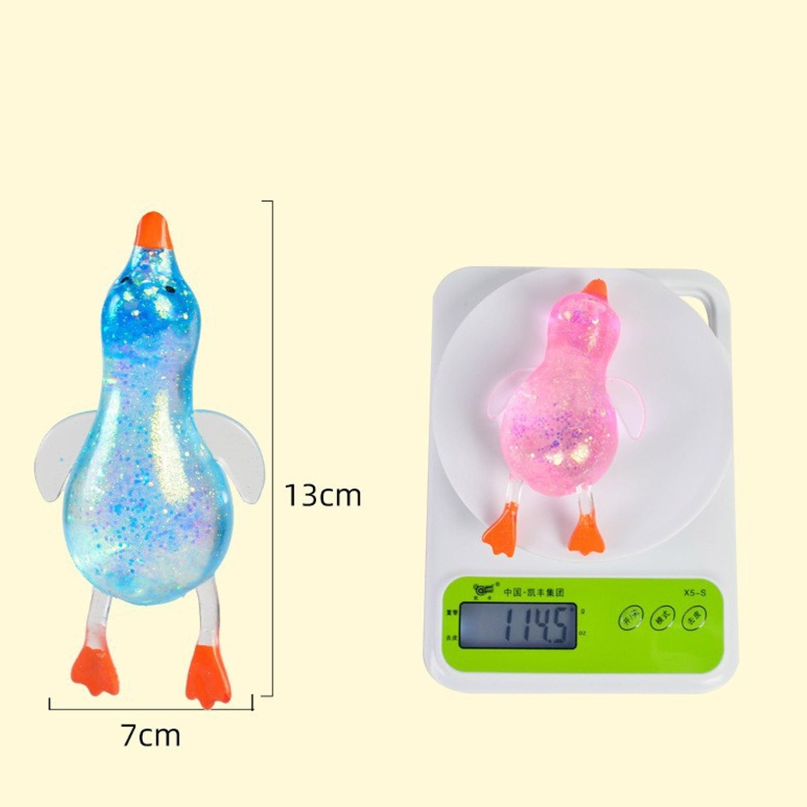 Darzheoy Squeeze Glitter Ducks Fidget Toys Pack Stress Relief Sensory Toys for Kids Adults Anxiety Relief Squeeze Toys (Random, 1pc) N - Image 6
