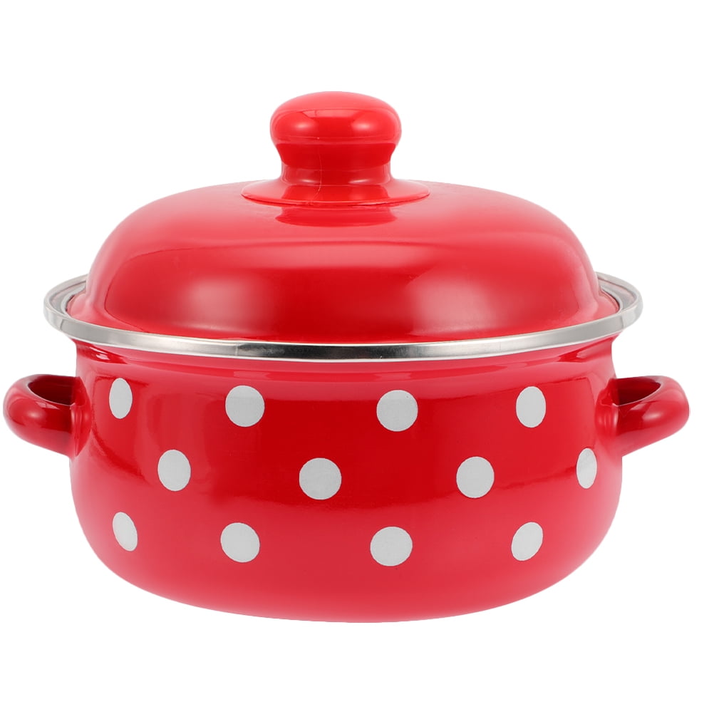 HOOWIFFY Red Enamel Pot - Daily Use Cookware for Kitchen, Versatile and Easy to Clean - Image 1