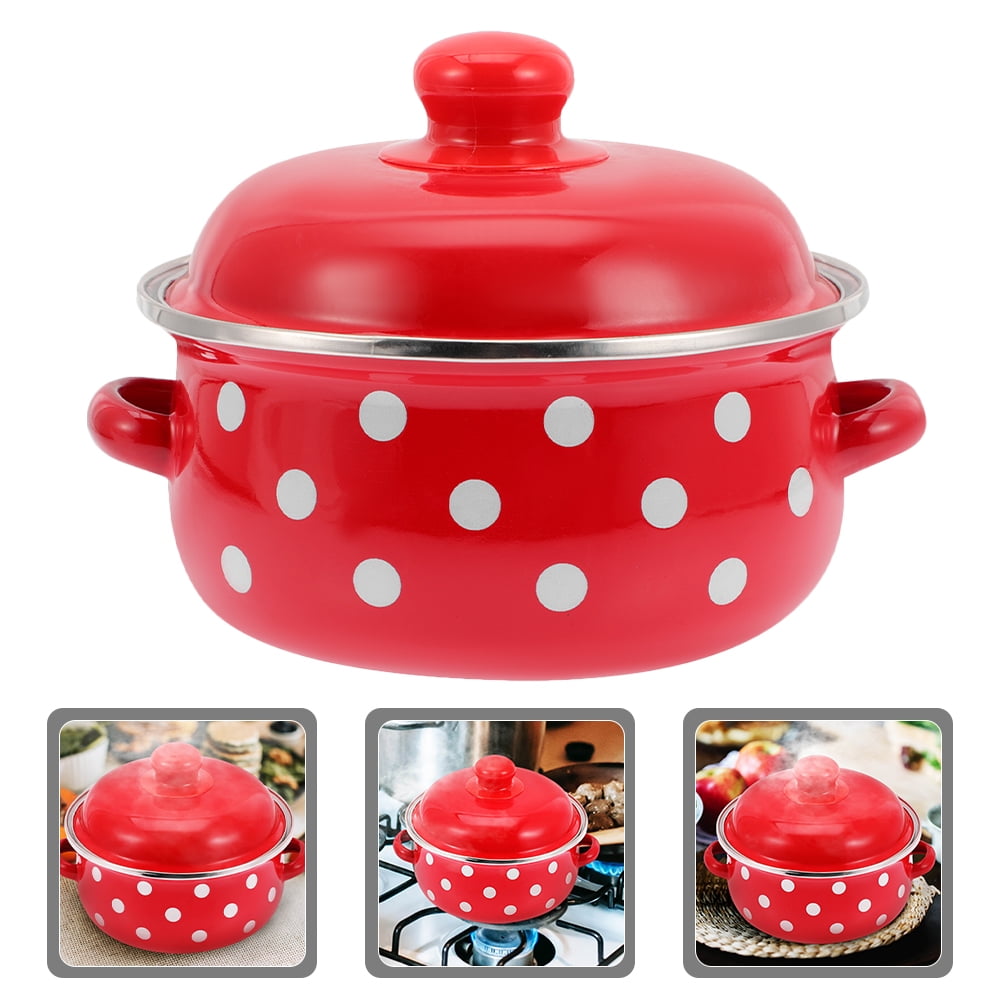 HOOWIFFY Red Enamel Pot - Daily Use Cookware for Kitchen, Versatile and Easy to Clean - Image 3