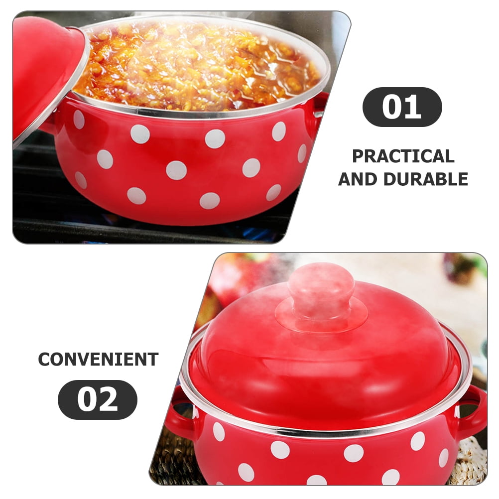 HOOWIFFY Red Enamel Pot - Daily Use Cookware for Kitchen, Versatile and Easy to Clean - Image 5