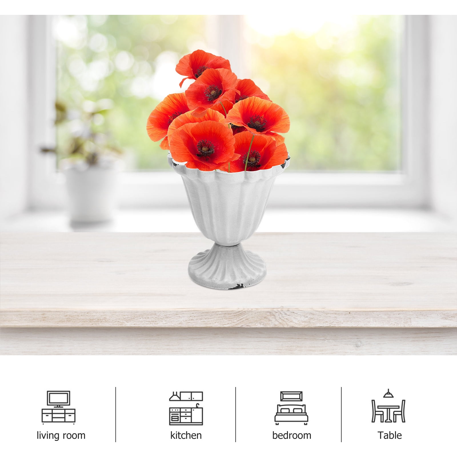 Roman Style Grey Urn Planter Pot for Outdoor Garden, Wedding Decor, Tall Modern Flower Vase, Cactus Plant Container - Image 6