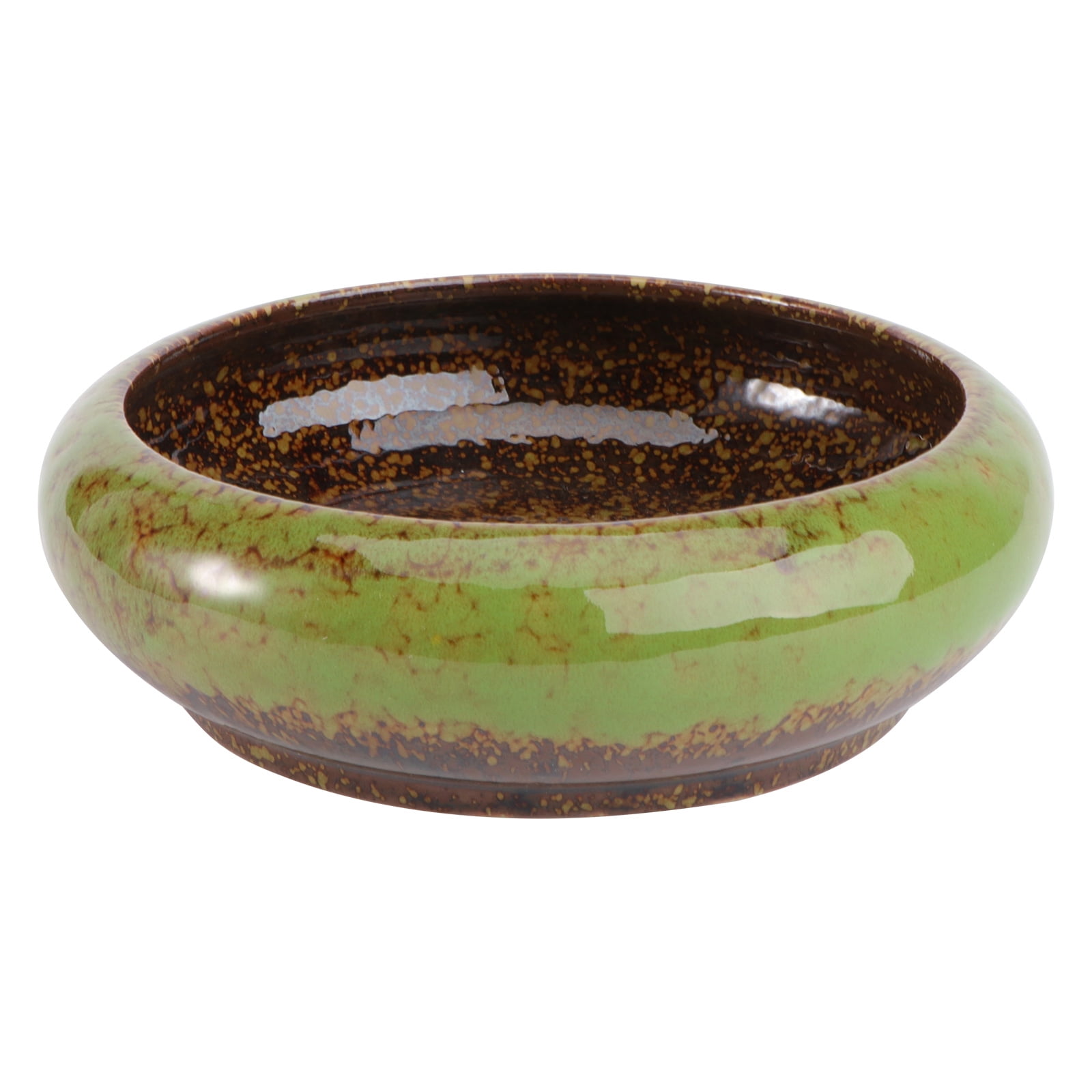 HOOWIFFY Green Ceramic Flower Pot, Hydroponic Planter for Indoor and Outdoor Garden Decor - Image 1