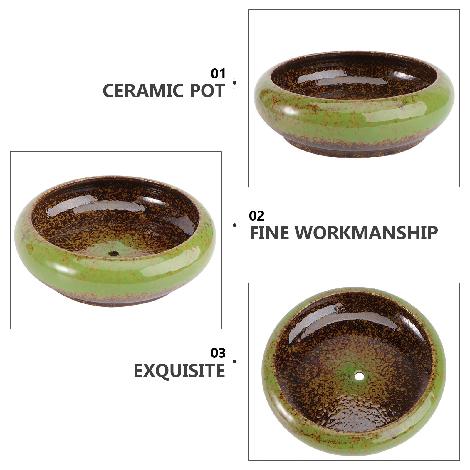 HOOWIFFY Green Ceramic Flower Pot, Hydroponic Planter for Indoor and Outdoor Garden Decor - Image 7