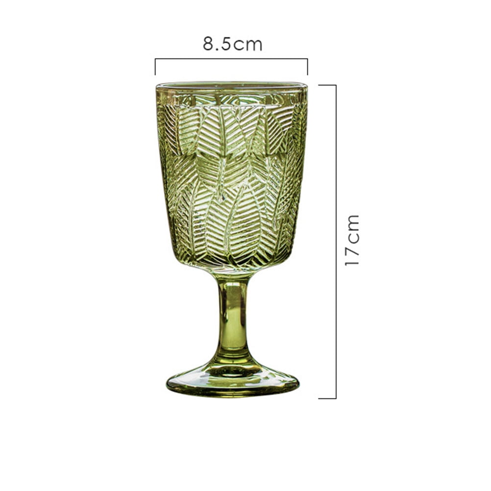 300ml Embossed Glass Wine Goblet with Retro Leaves Pattern, Elegant Water and Drinks Cup for Home and Party Use - Image 2