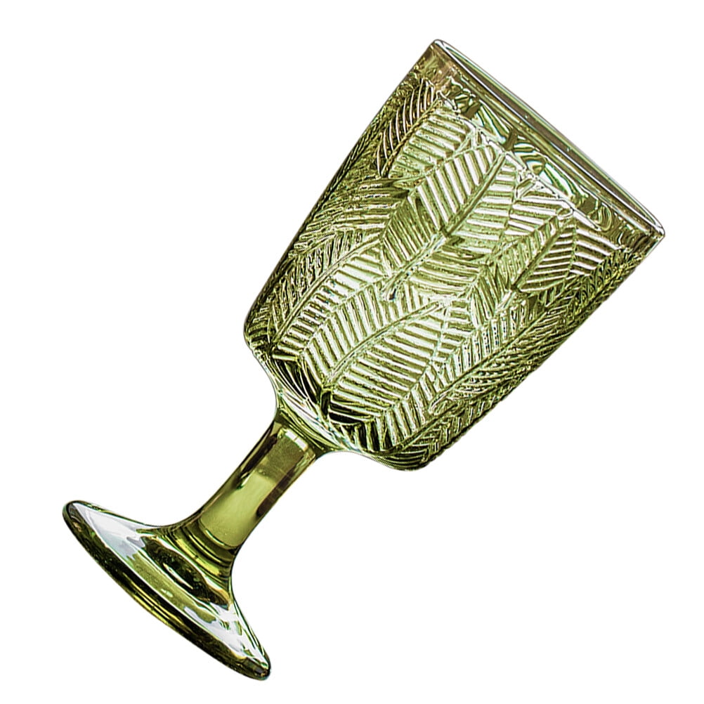 300ml Embossed Glass Wine Goblet with Retro Leaves Pattern, Elegant Water and Drinks Cup for Home and Party Use - Image 4