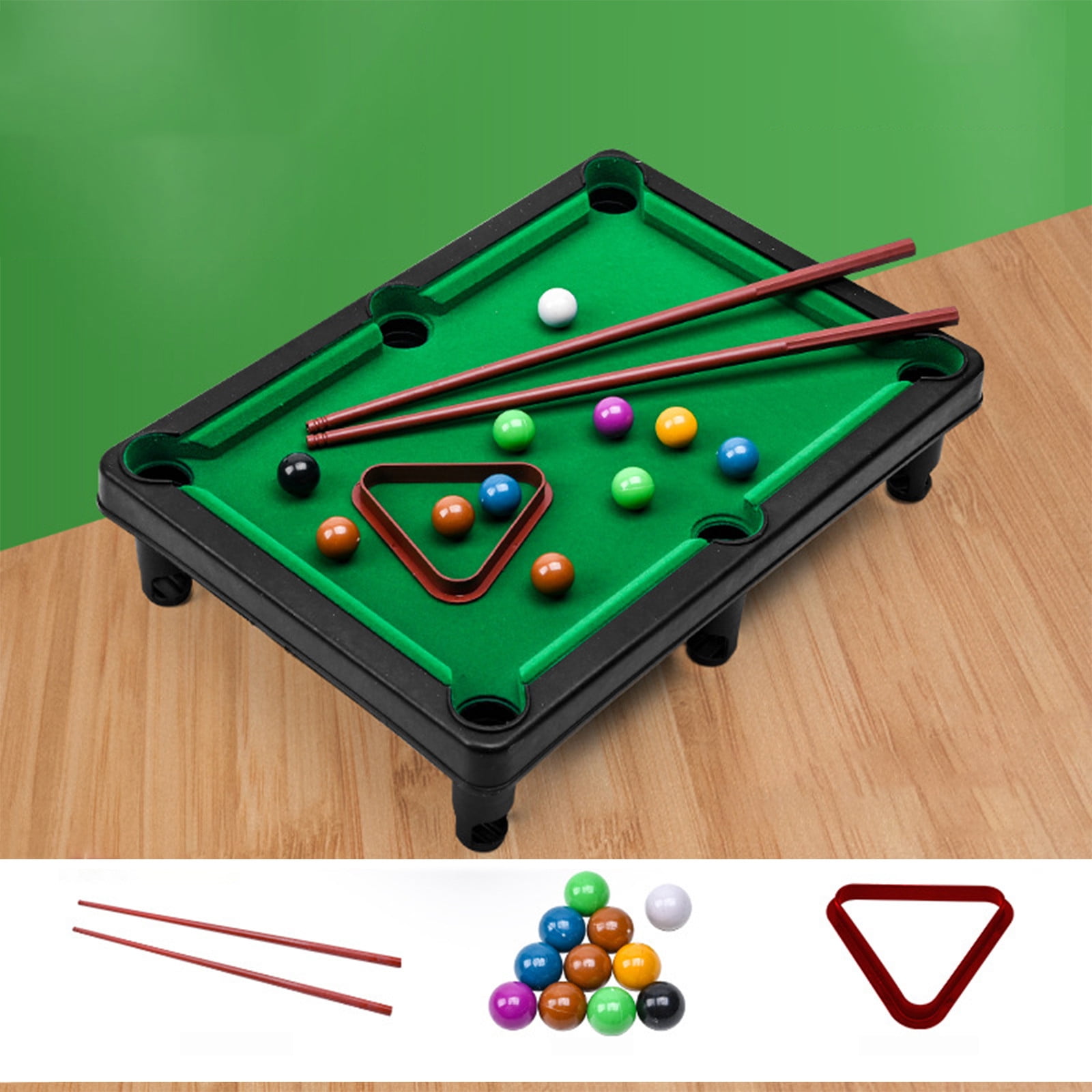 Lksixu Tabletop Pool, Mini Pool Table Table Billiards Game Set With 2 Sticks & 11 Balls Home Office Desk Stress Relief Games Children's Gifts，Travel-Friendly & Office Desk Games, Bartop, or Home Use 27x19x6cm(10.6x7.5x2.4in). - Image 1