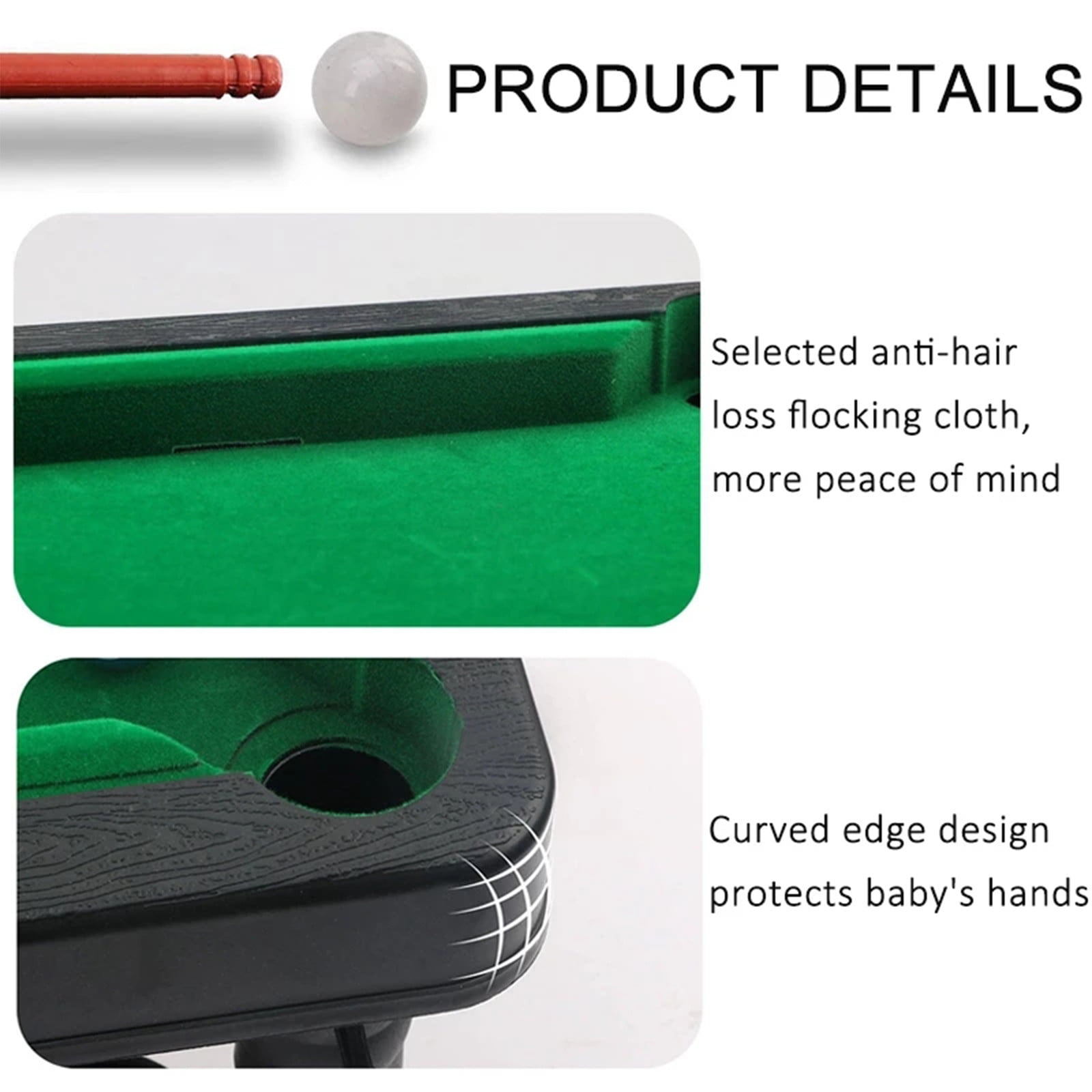 Lksixu Tabletop Pool, Mini Pool Table Table Billiards Game Set With 2 Sticks & 11 Balls Home Office Desk Stress Relief Games Children's Gifts，Travel-Friendly & Office Desk Games, Bartop, or Home Use 27x19x6cm(10.6x7.5x2.4in). - Image 4