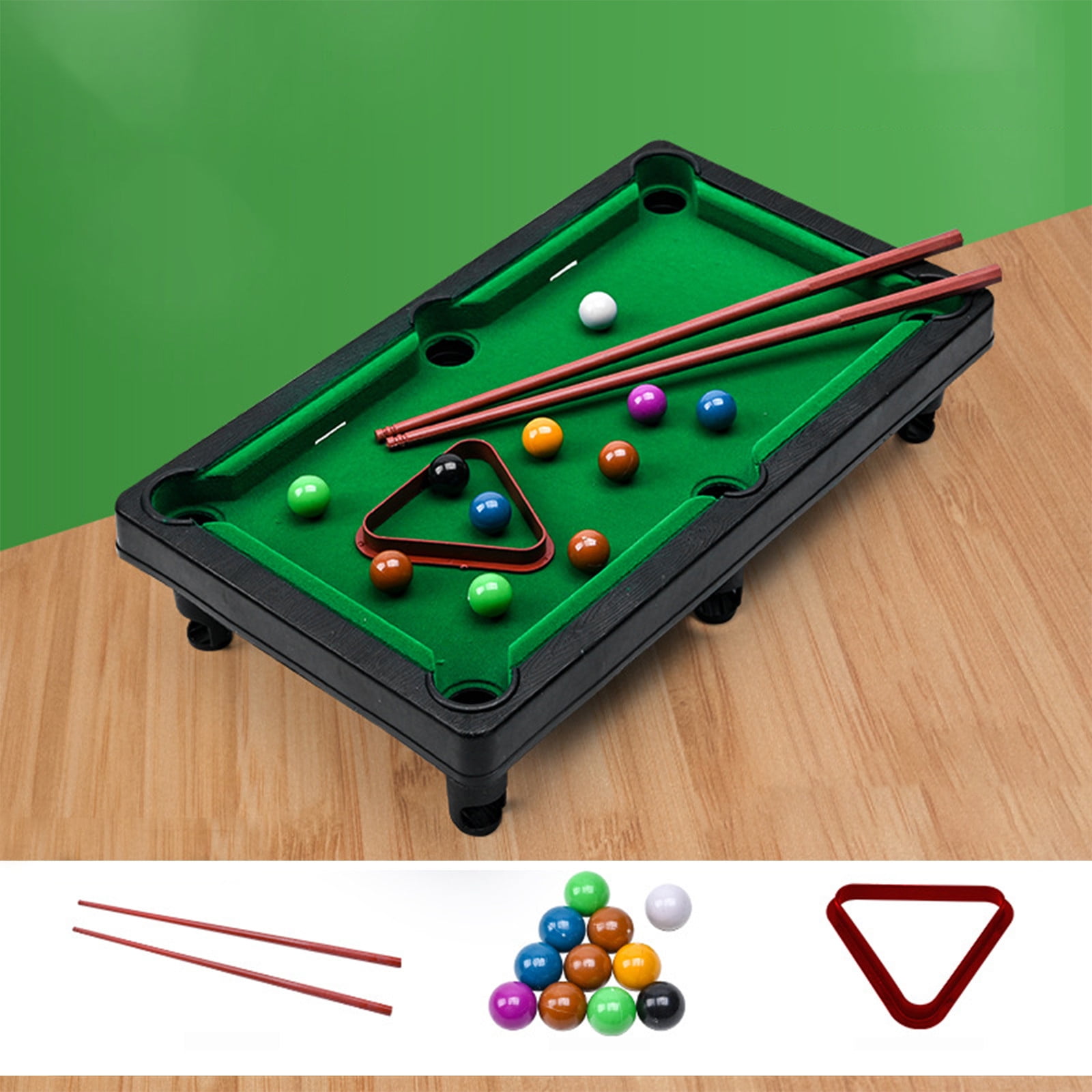 Lksixu Tabletop Pool, Mini Pool Table Table Billiards Game Set With 2 Sticks & 11 Balls Home Office Desk Stress Relief Games Children's Gifts，Travel-Friendly & Office Desk Games, Bartop, or Home Use 27.5x19.2x7.5cm(12x6.9x2.8in). - Image 1