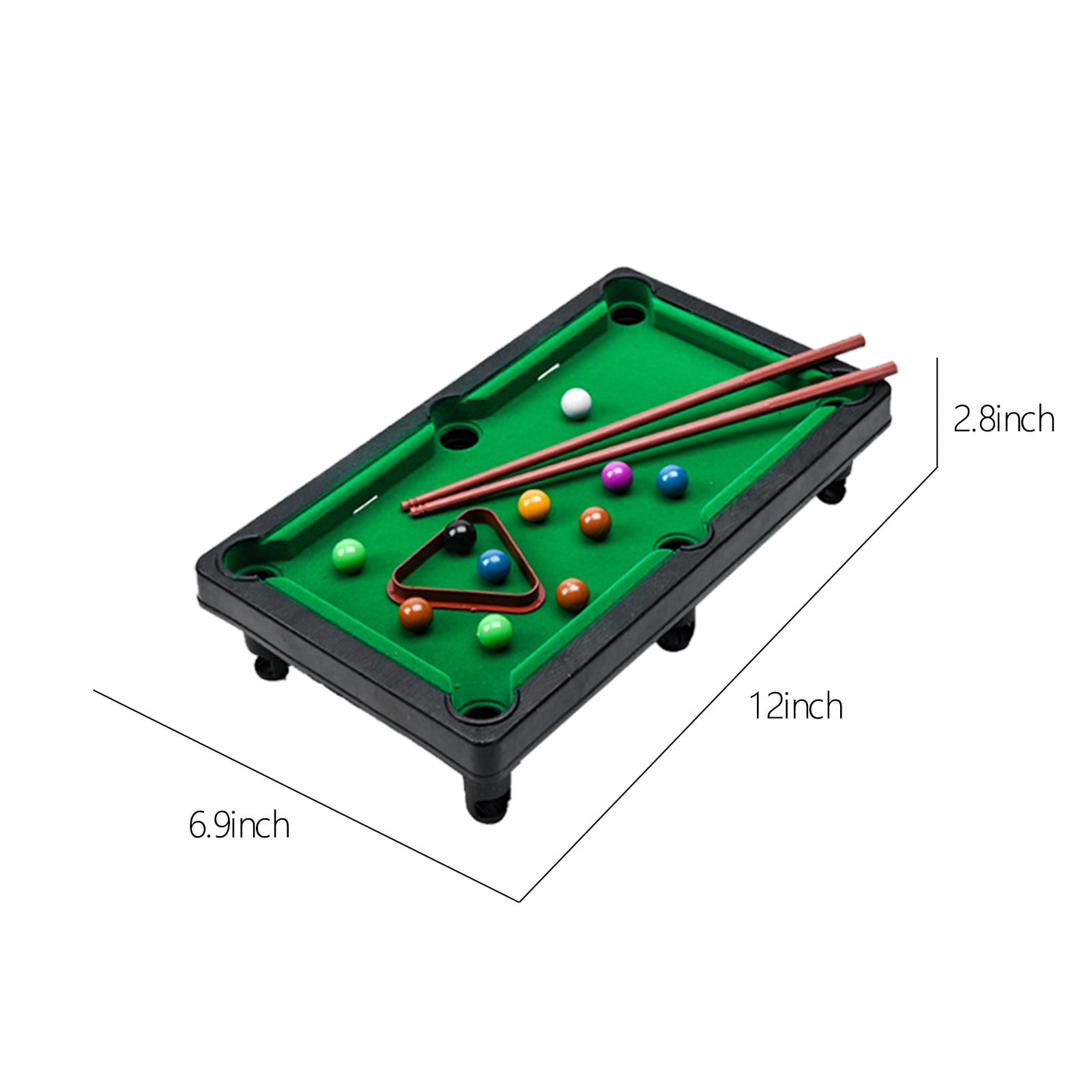 Lksixu Tabletop Pool, Mini Pool Table Table Billiards Game Set With 2 Sticks & 11 Balls Home Office Desk Stress Relief Games Children's Gifts，Travel-Friendly & Office Desk Games, Bartop, or Home Use 27.5x19.2x7.5cm(12x6.9x2.8in). - Image 3