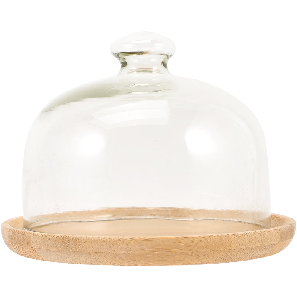 HOOWIFFY Transparent Glass Cake Tray with Dome Cover for Food Storage and Display, 1 Set - Image 1