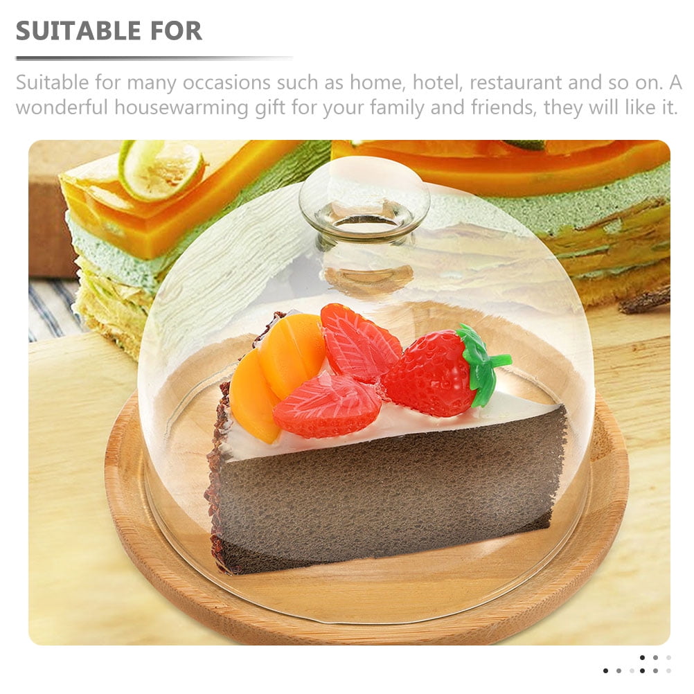 HOOWIFFY Transparent Glass Cake Tray with Dome Cover for Food Storage and Display, 1 Set - Image 3