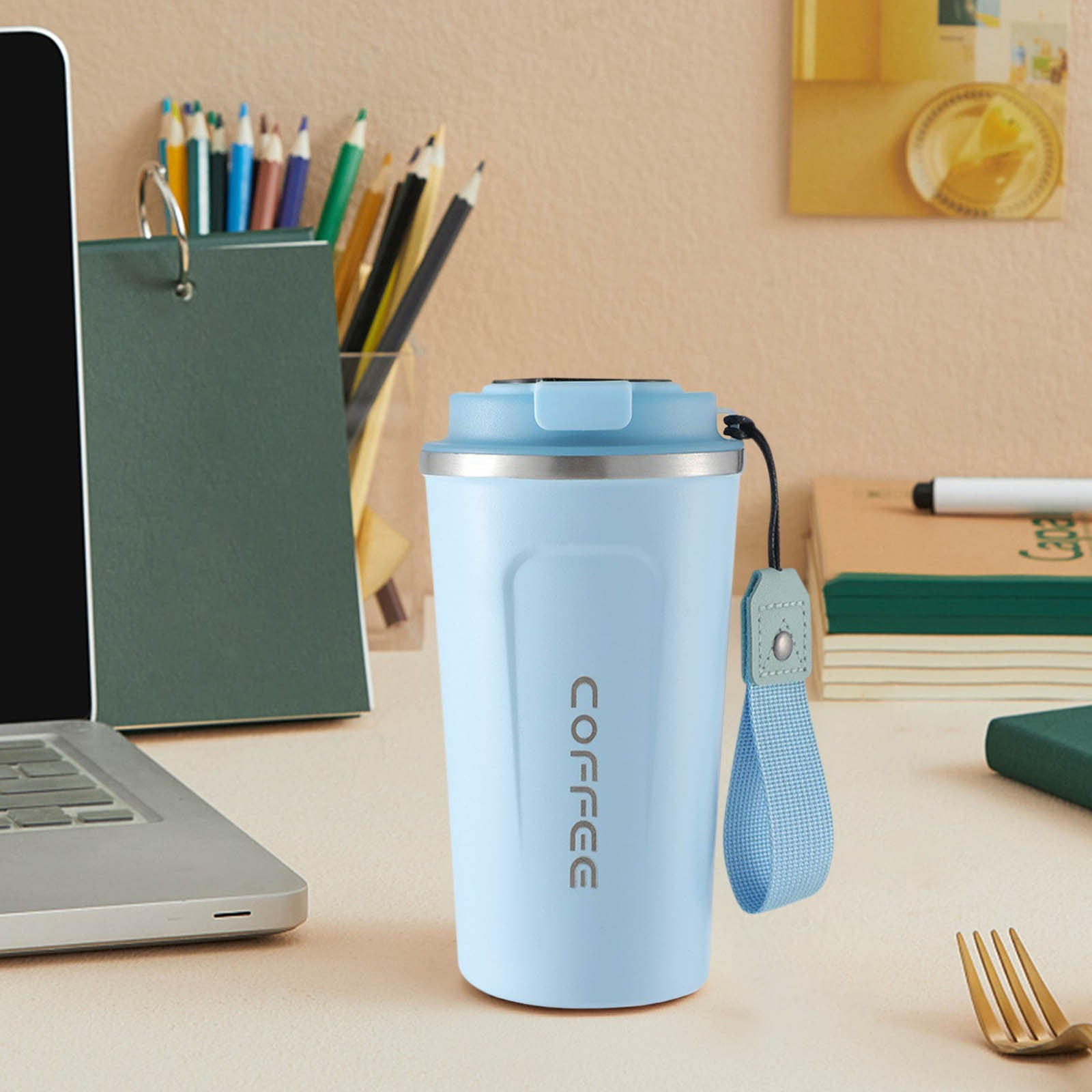 Chmadoxn Stainless Steel Vacuum Insulated - Coffee Travel Mug Spill Proof with Lid - Coffee Cups for Keep Hot/Ice Coffee,Tea and Beer Blue - Image 4