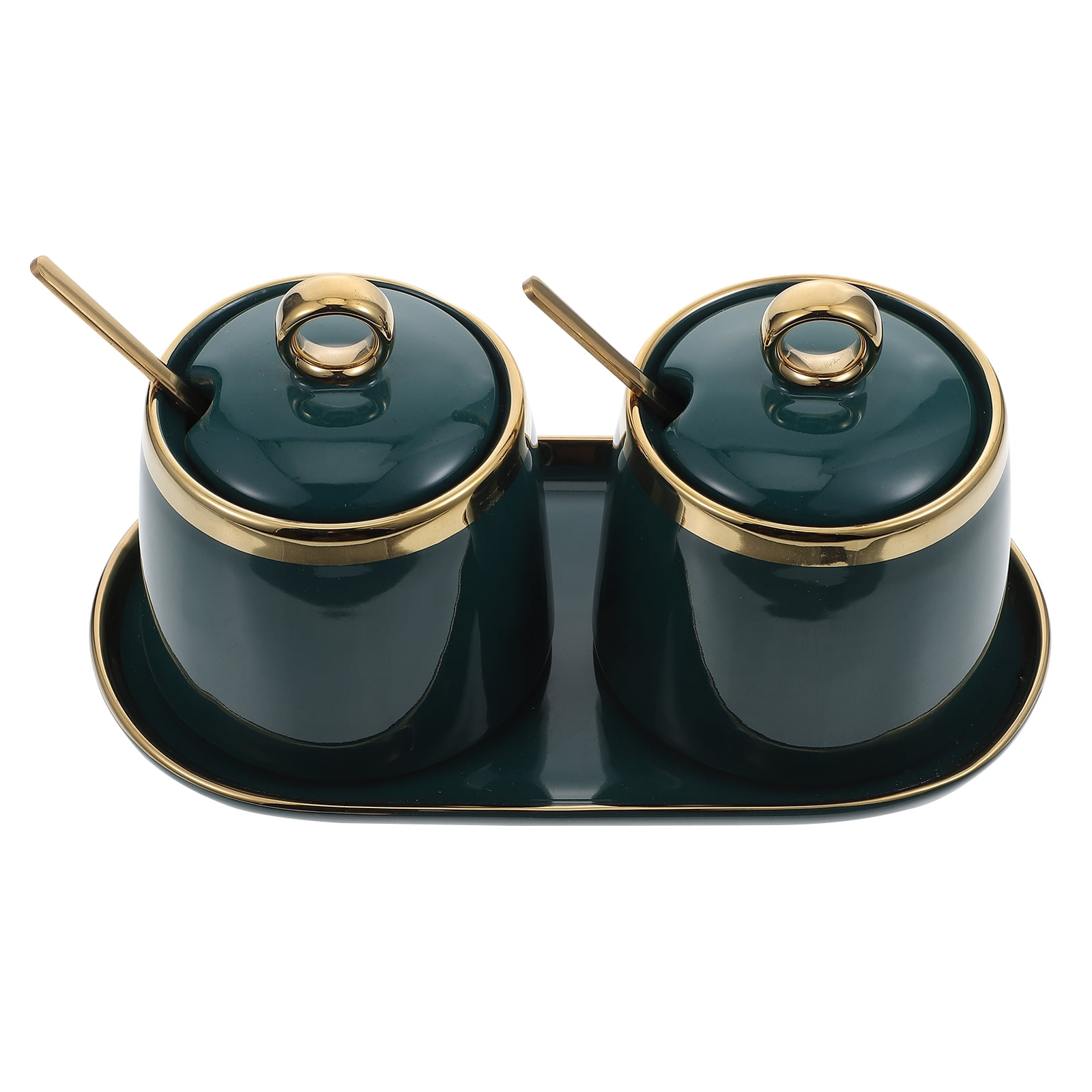 1 Set Sugar Bowls with Lid Tray Spoons Seasoning Boxes Salt Containers - Image 1