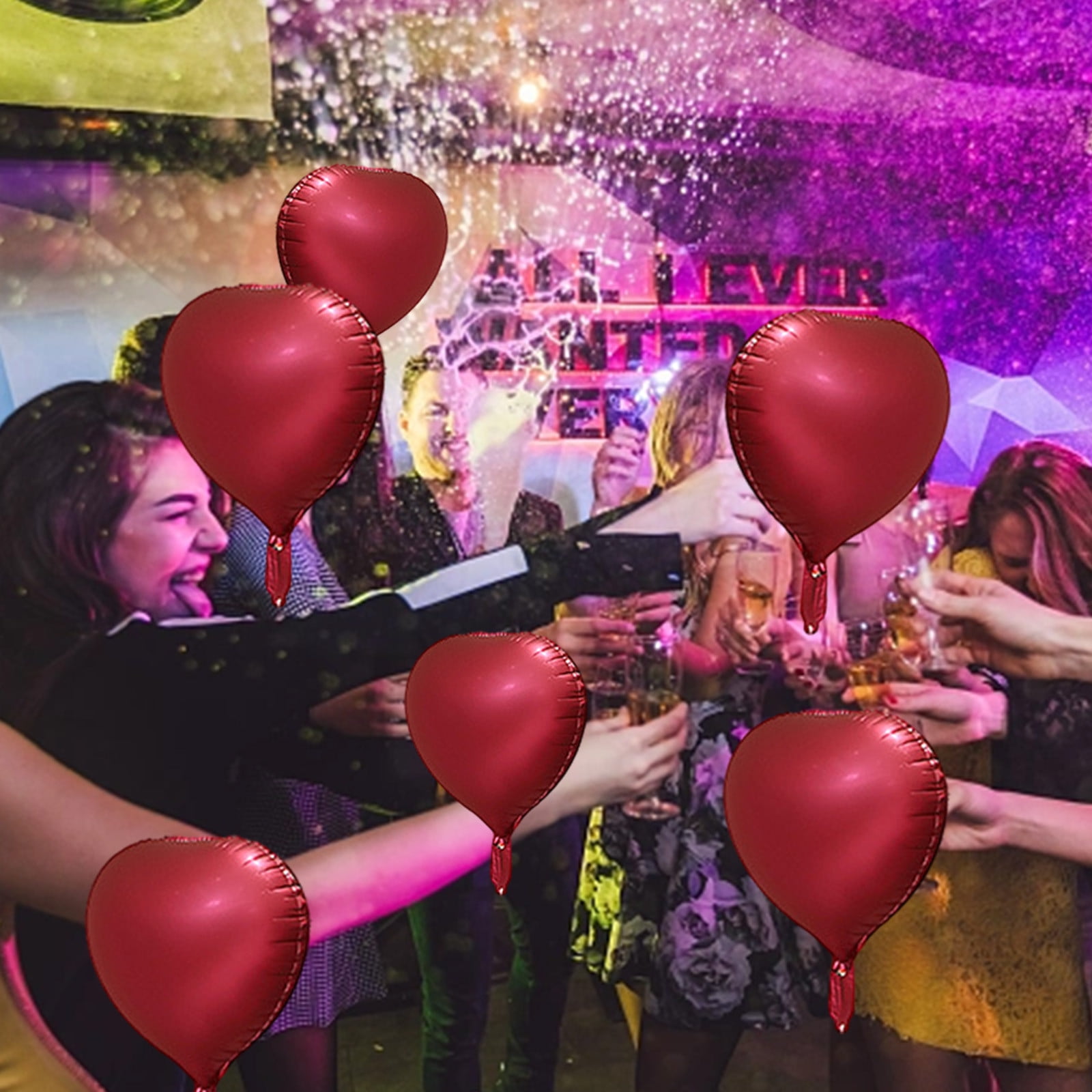 Lksixu 10pcs Heart Foil Balloons - 18inch Heart Shape Mylar Balloons For Romantic Love Valentine Is Day Wedding Birthay Party Decorations Valentines Day Decor 17.32