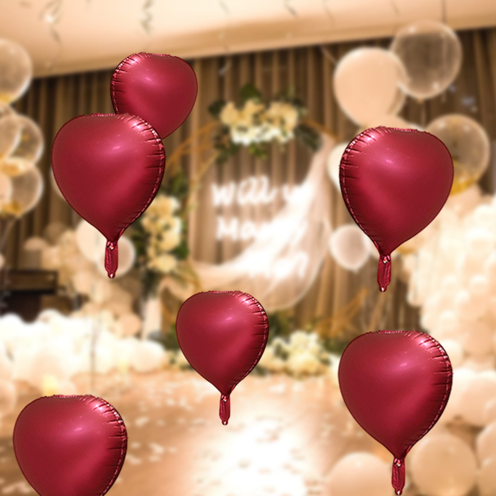 Lksixu 10pcs Heart Foil Balloons - 18inch Heart Shape Mylar Balloons For Romantic Love Valentine Is Day Wedding Birthay Party Decorations Valentines Day Decor 17.32